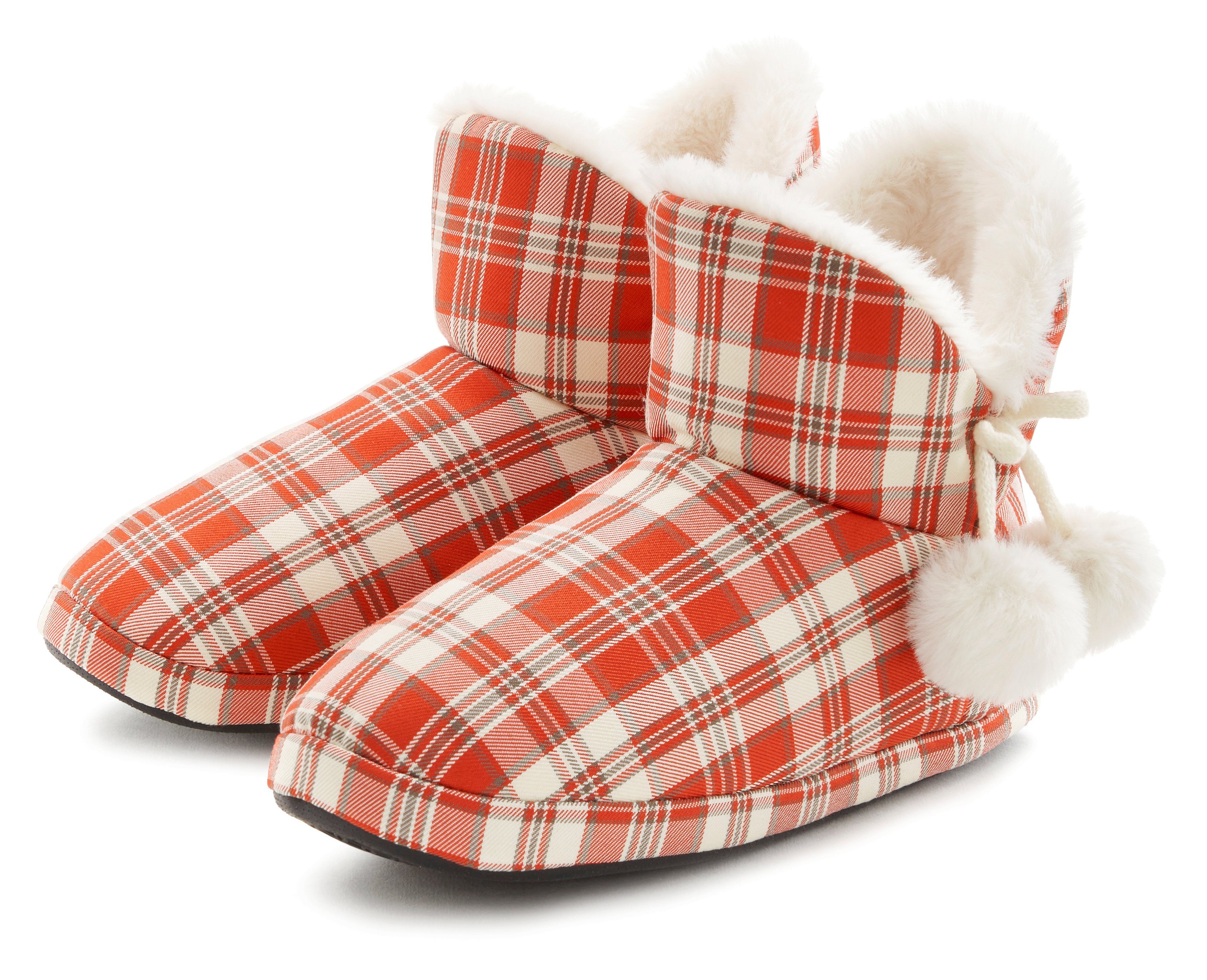 Vivance Pantoffels met pomponversiering pantoffel pluche slippers vegan