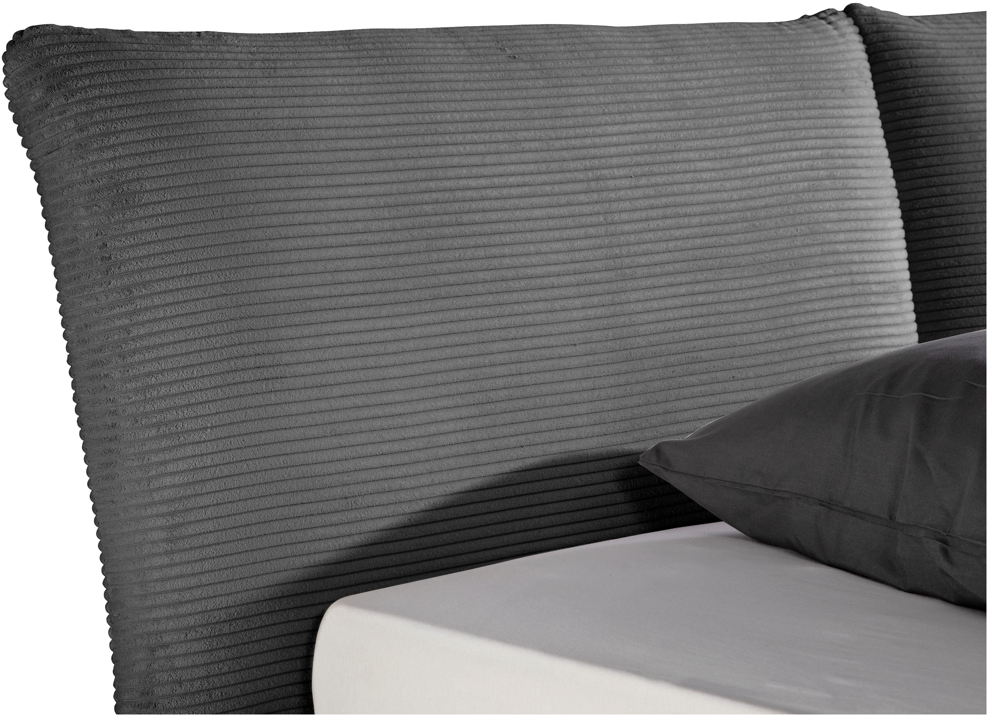 Maintal Gestoffeerd bed Wiesenbach, met cord-stof optioneel in hardheidsgraad h2, h3 of h4