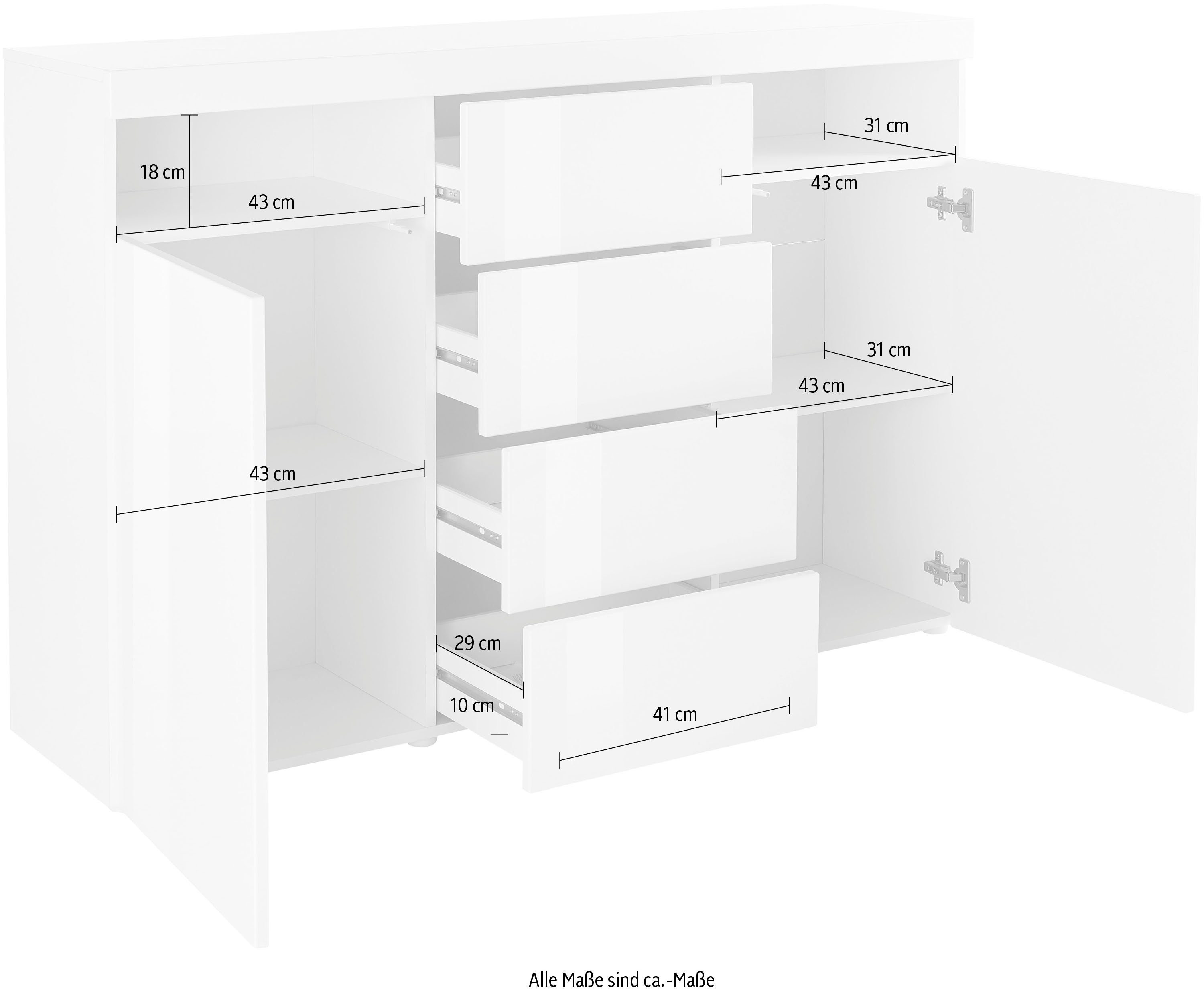 borchardt Möbel Highboard Kaapstad Breedte 139 cm