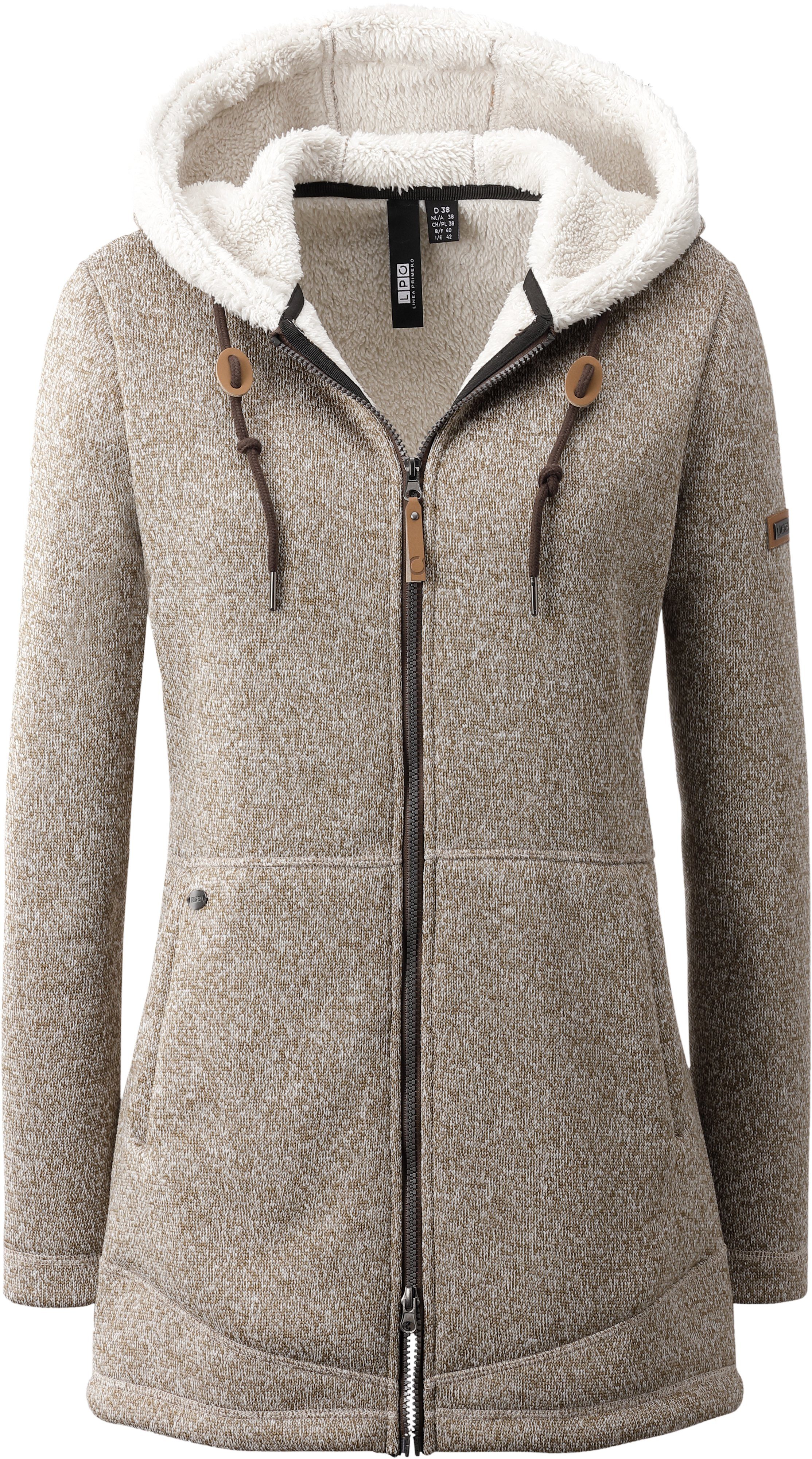 LPO Fleecejack KENNEWICK II LONG met capuchon en zachte fleece voering