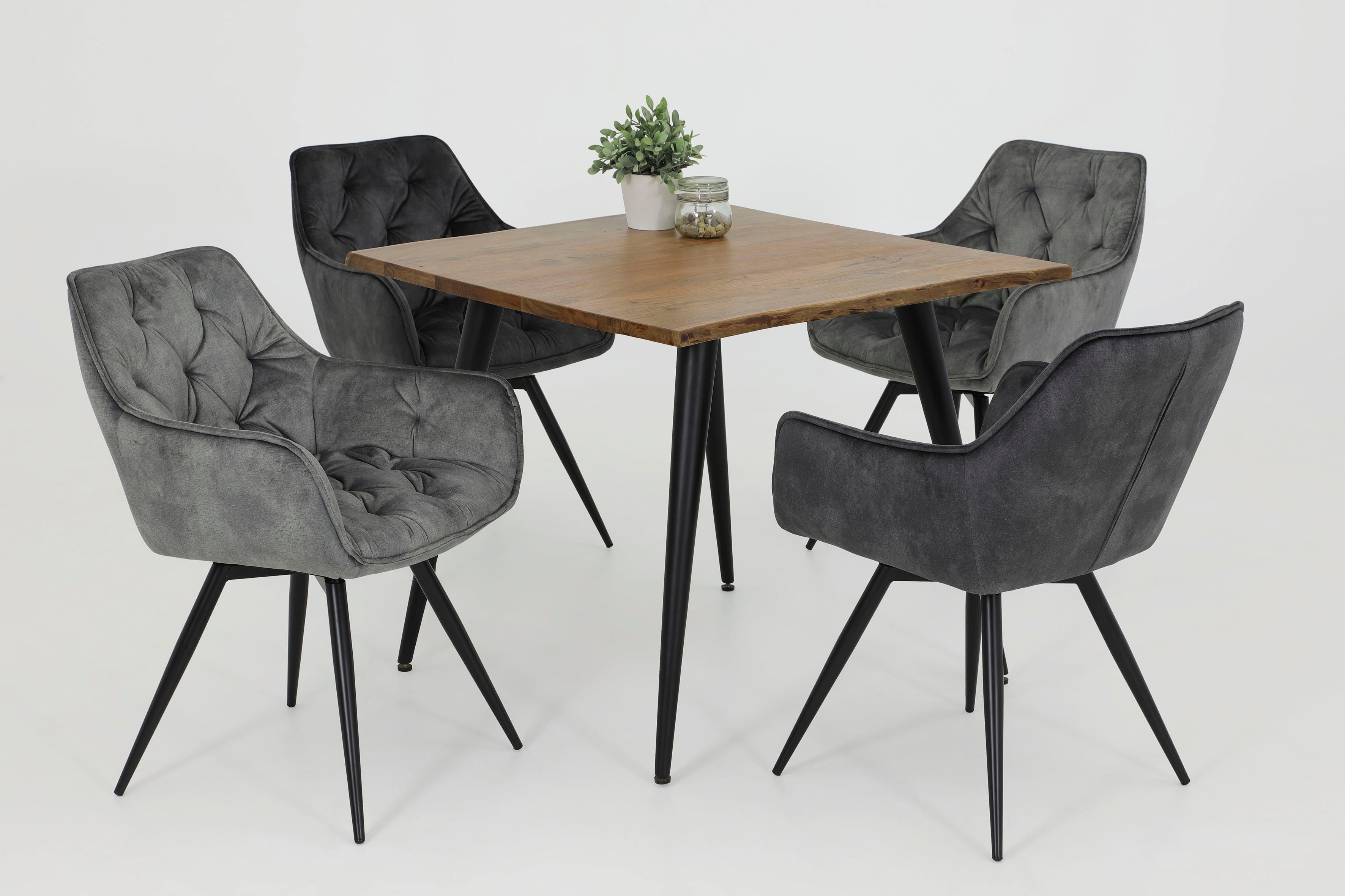 HELA Eetkamerstoel Mara Draaistoel, teddy bekleding, geweven stof of velvet (set)