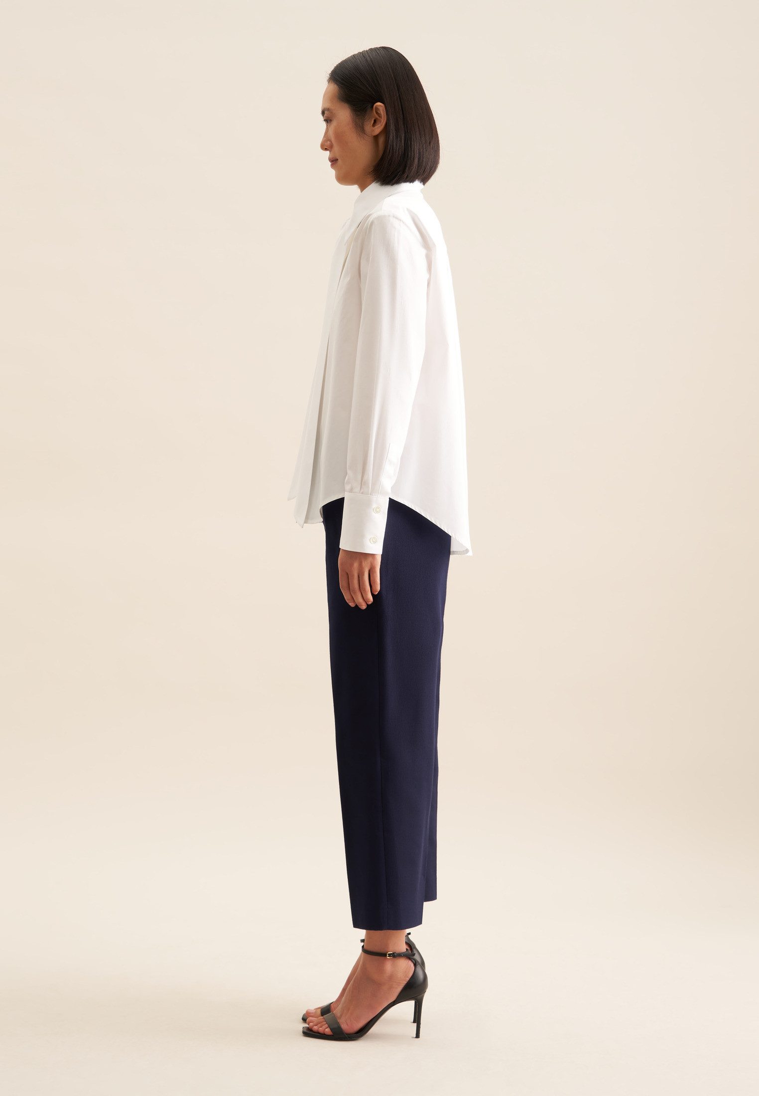 seidensticker Blouse met kraagstrik Zwarte roos Lange mouwen kraag uni