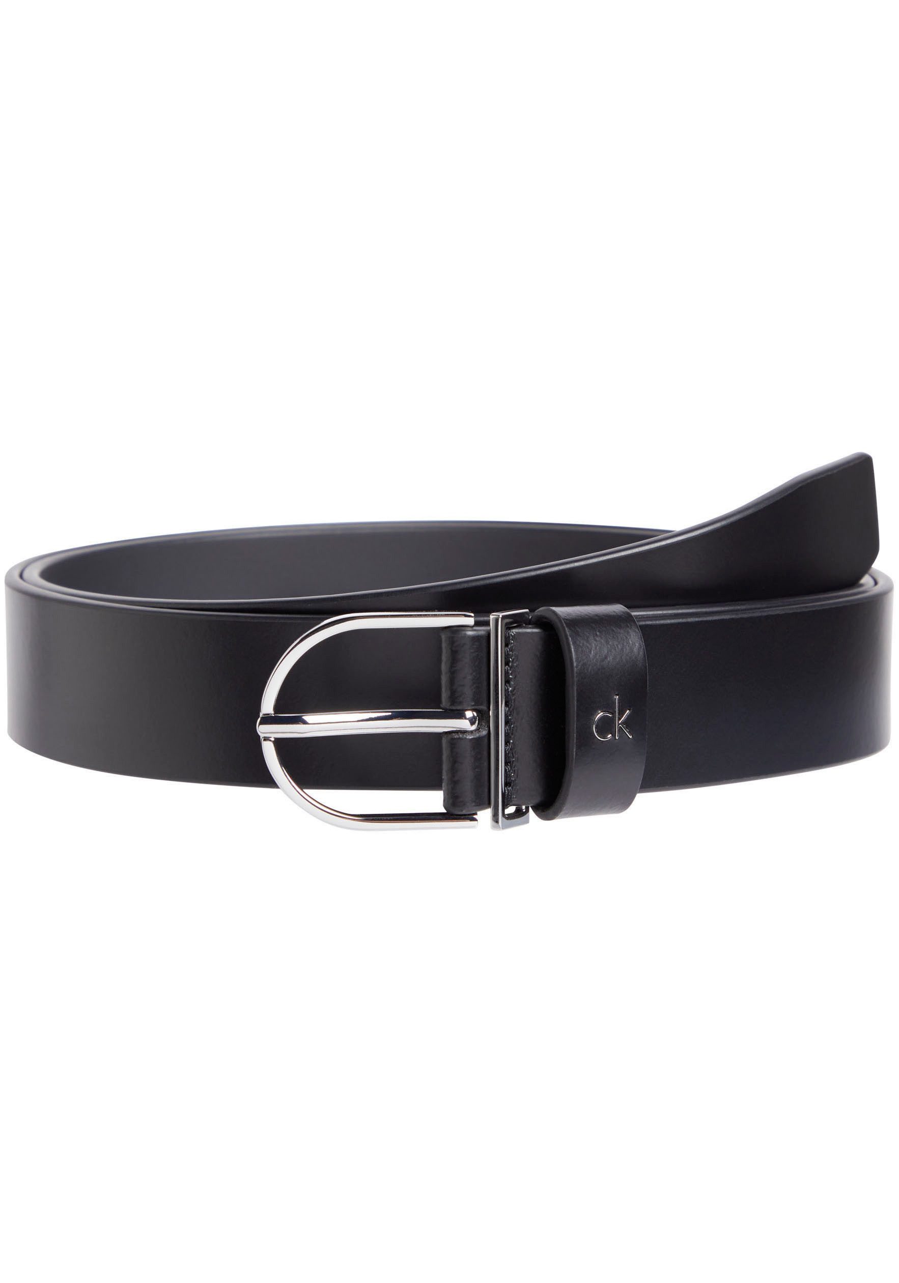 Calvin Klein Leren riem CK METAL LOOP RND BUCKLE 3.0 Logoschrift, eenvoudige doornsluiting