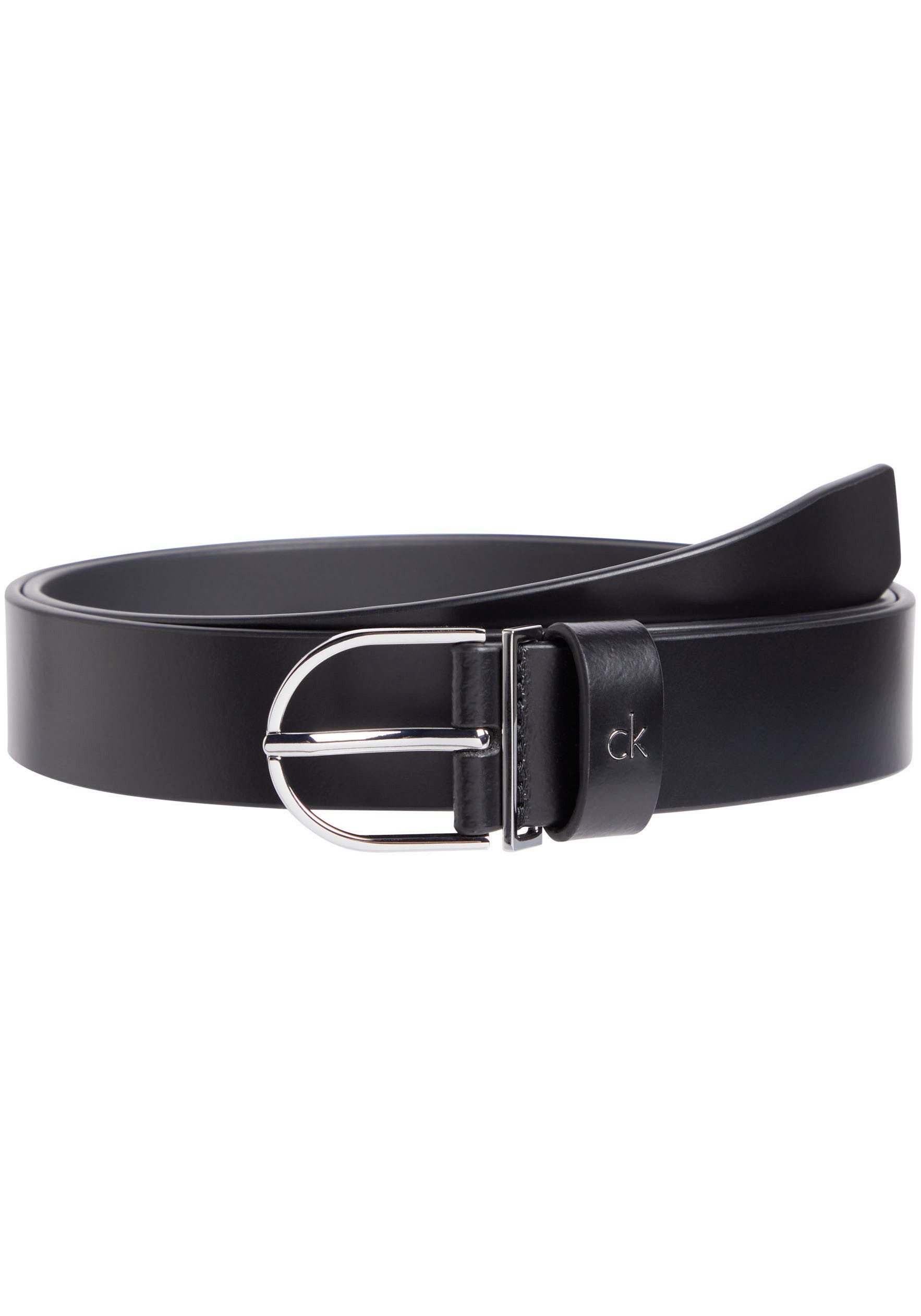 Calvin Klein Leren riem CK METAL LOOP RND BUCKLE 3.0 Logoschrift eenvoudige doornsluiting