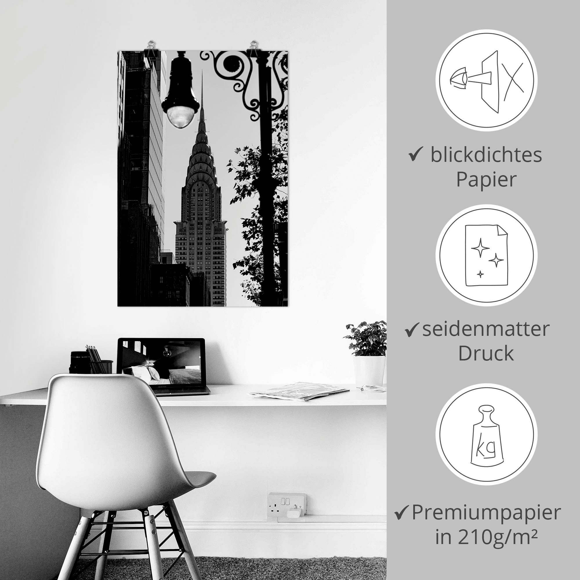 Artland Artprint New York Chrysler Building als artprint van aluminium, artprint voor buiten, poster in diverse formaten
