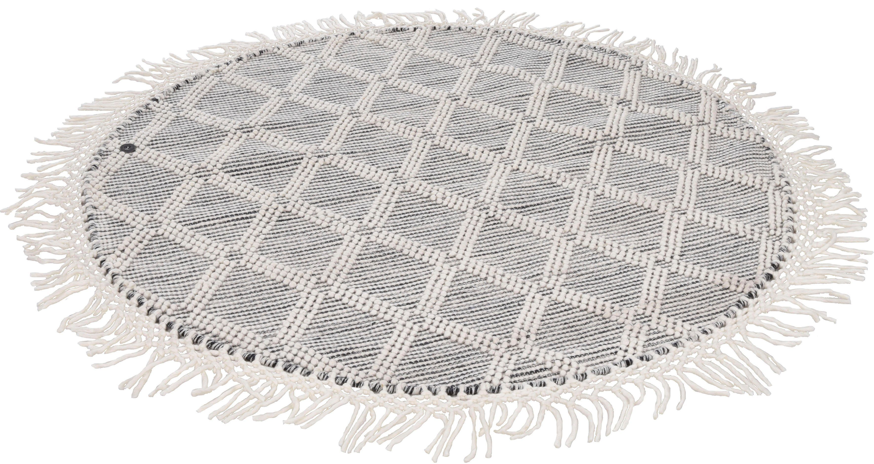 TOM TAILOR HOME Vloerkleed Coloured Macrame Handgeweven vloerkleed, zuivere wol, met de hand geweven, met franje, Scandi design