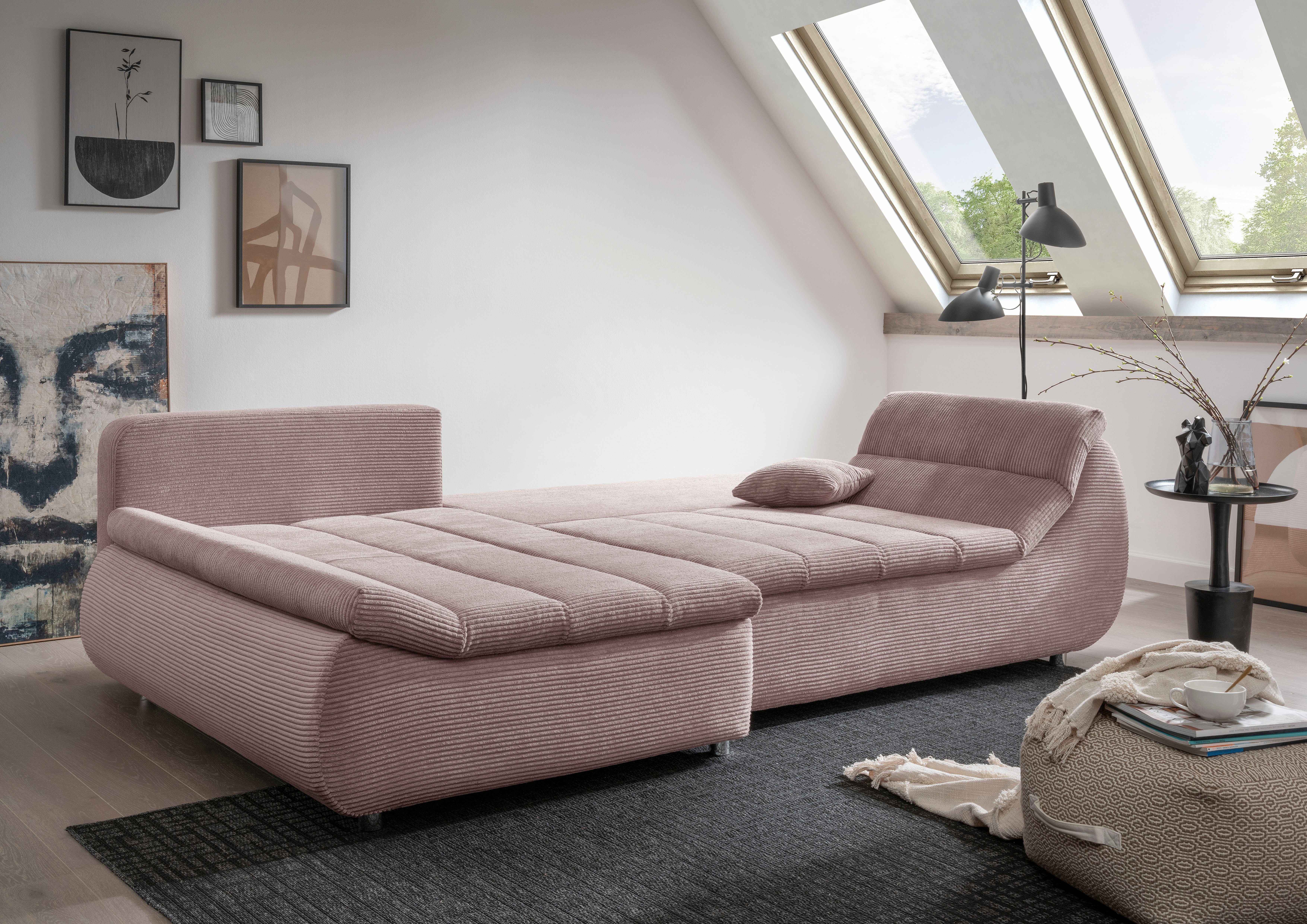 INOSIGN Hoekbank Imola, comfortabel, actuele stikking in de zitting, L-vorm, breedte 270cm