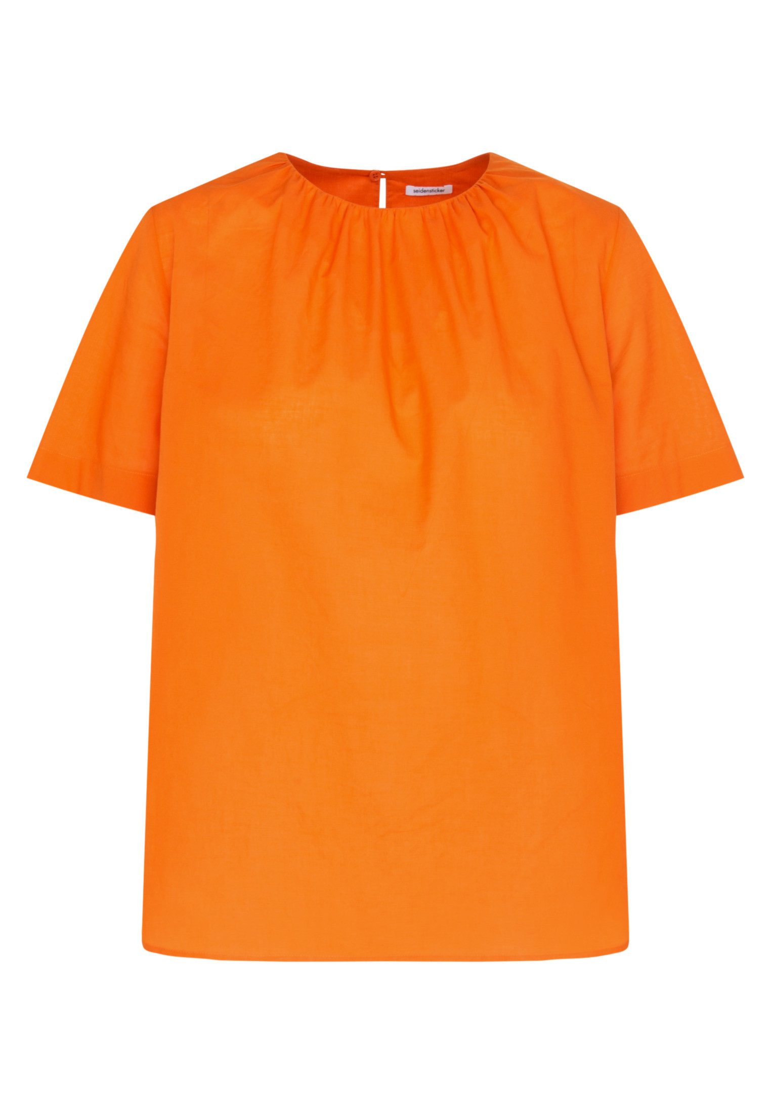 seidensticker Shirtblouse Zwarte roos Korte mouwen ronde hals uni