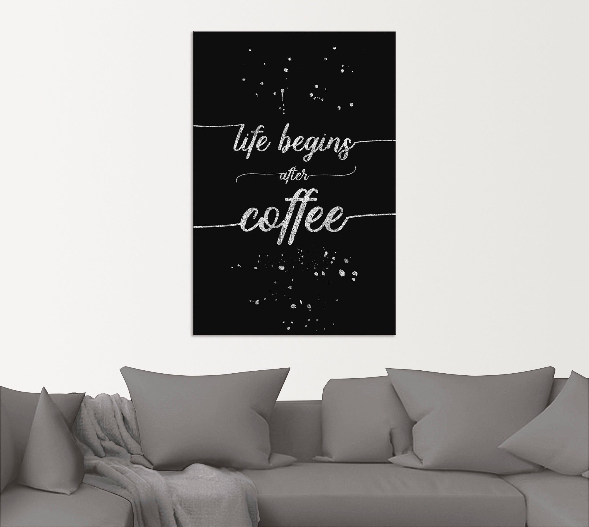 Artland Artprint Het leven begint na de koffie als artprint van aluminium, artprint op linnen, muursticker, verschillende maten