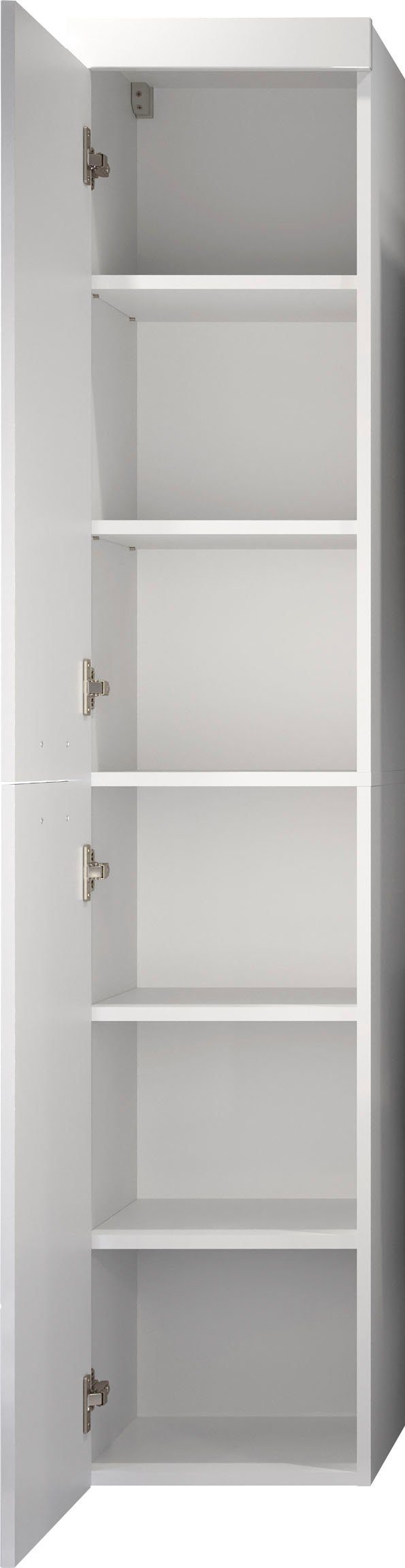 welltime Hangend kastje Dormoletto Hangende hoge kast in hoogglans wit met horizontale frezing