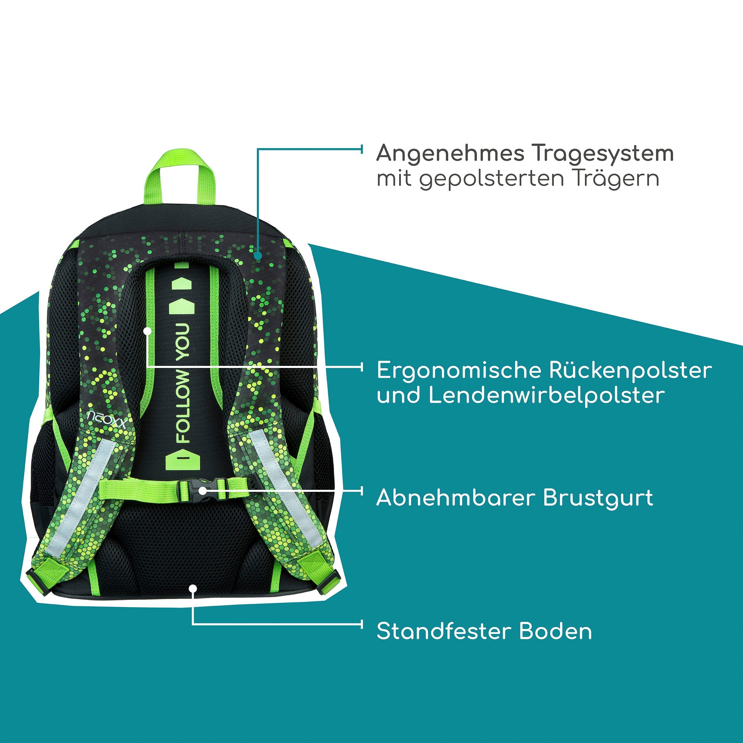 neoxx Schoolrugzak Flow, Pixel in my mind gedeeltelijk van gerecycled materiaal