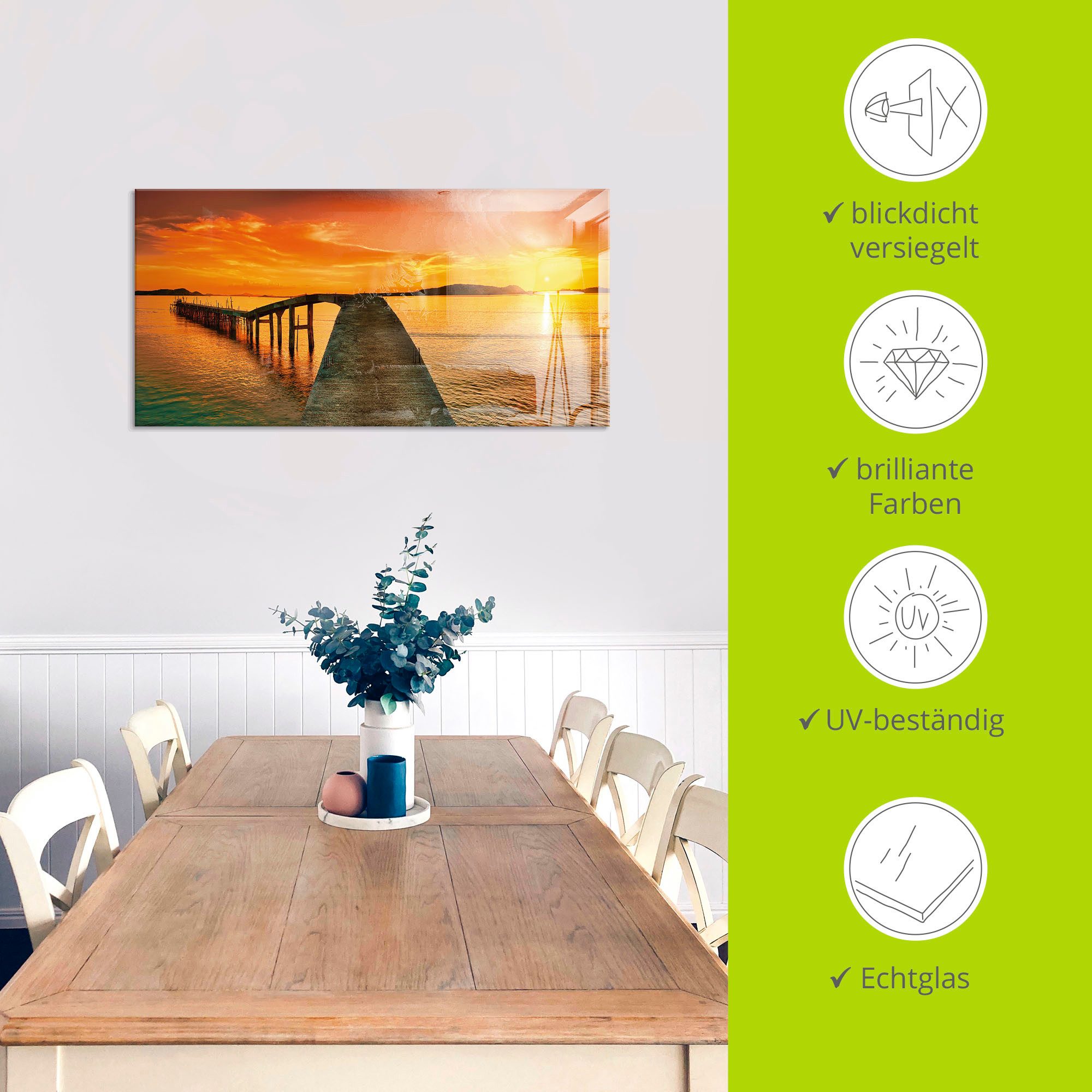 Artland Print op glas Zonsopkomst boven de zee