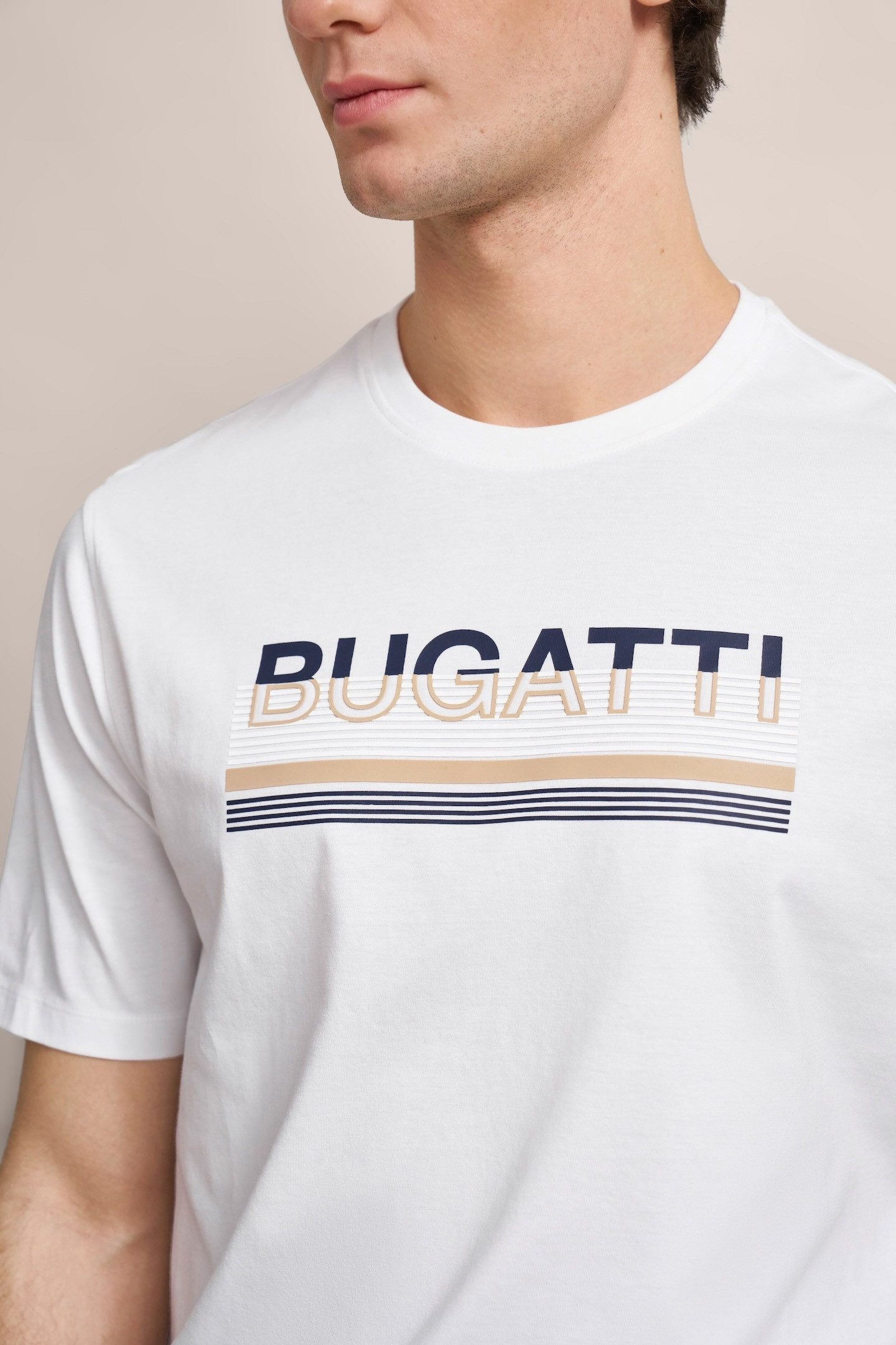 Bugatti T-shirt met rubberen logo-print