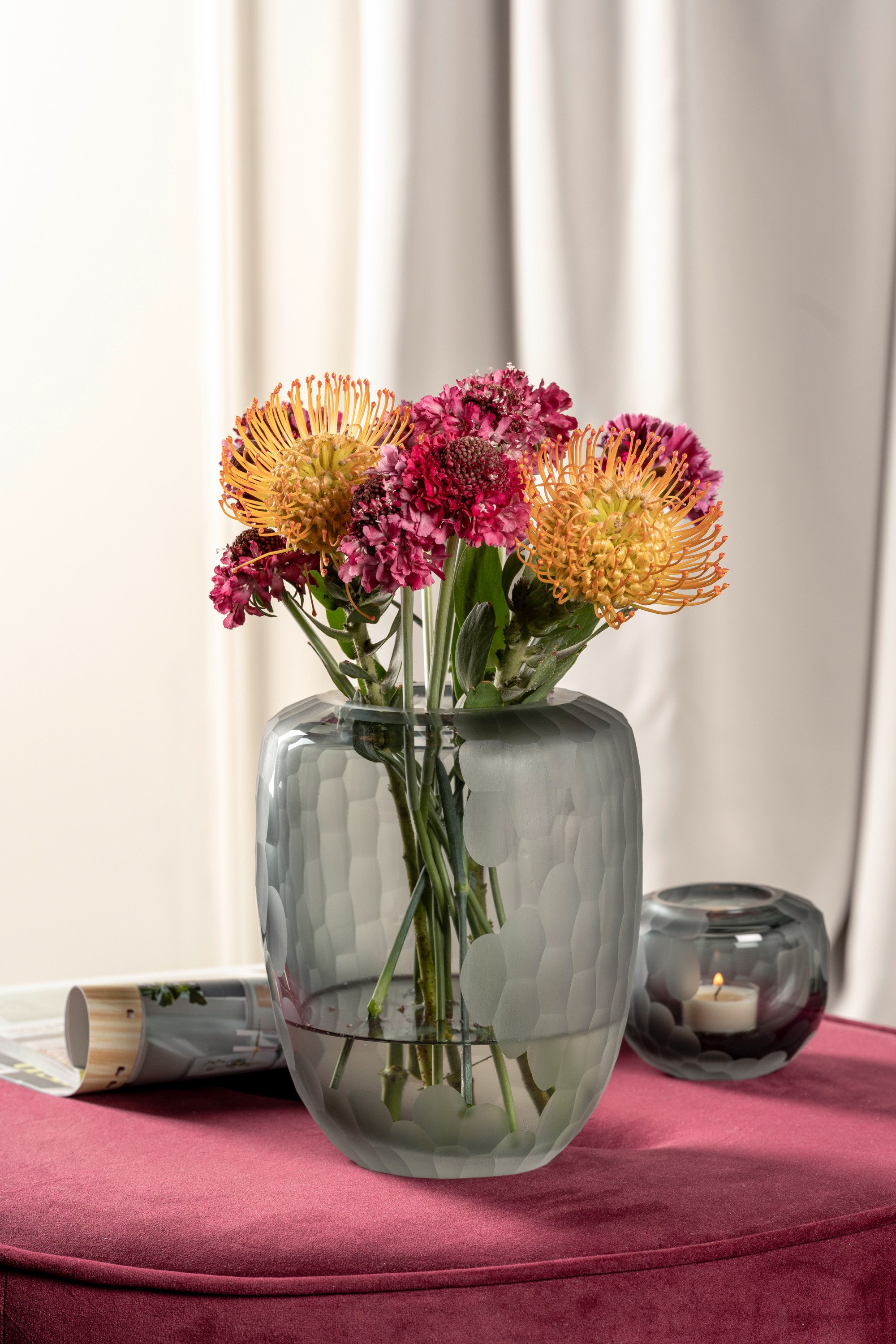 LEONARDO Tafelvaas Decoratieve vaas BELLAGIO uit glas, antracietkleurig, handgemaakt (1 stuk)
