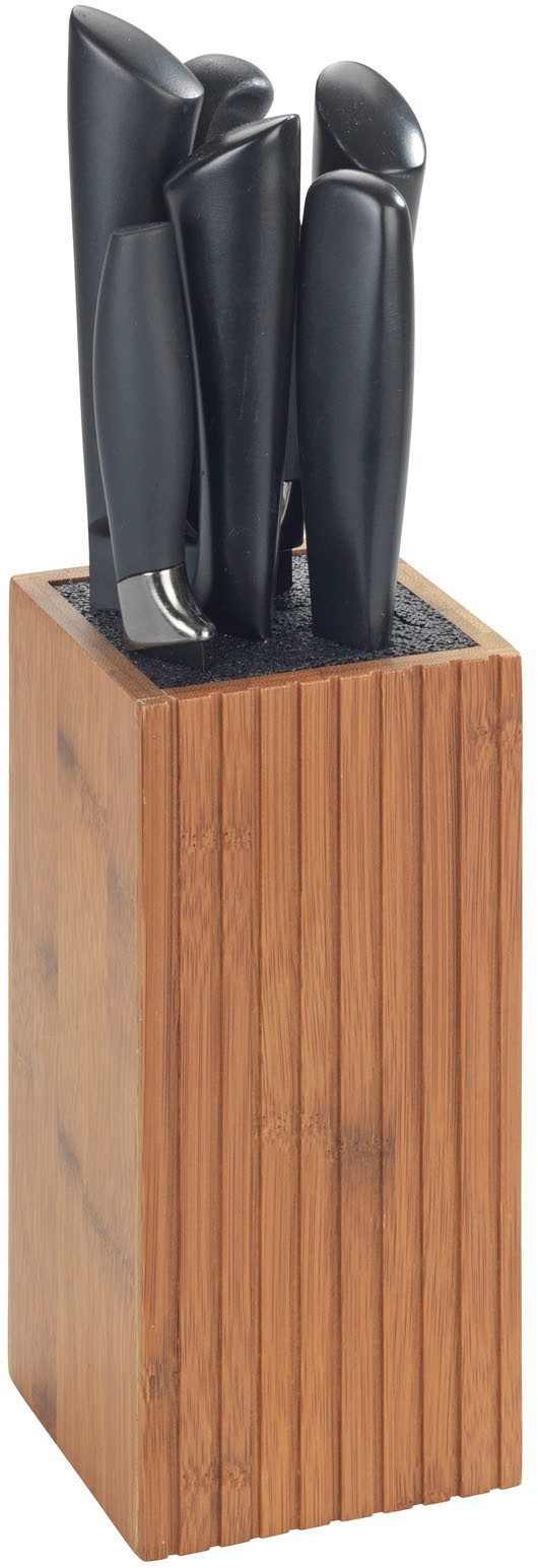 WENKO Messenblok Model Mera met messen-set & schaar roestvrij staal en gerookt bamboe, fsc®-gecertificeerd (set, 5-delig)
