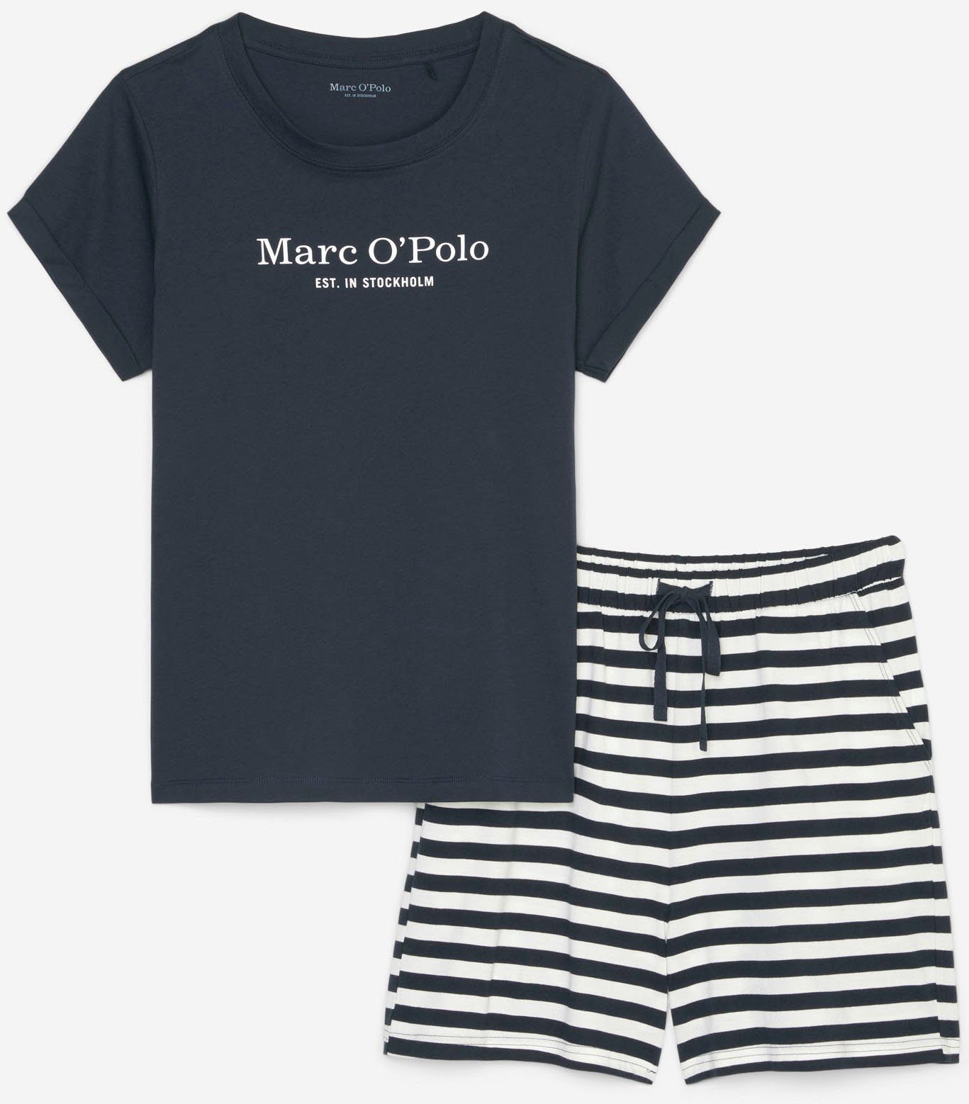 Marc O'Polo Pyjama Mix & Match Cotton-Woven met groot merklogo op de borst (set, 2-delig)