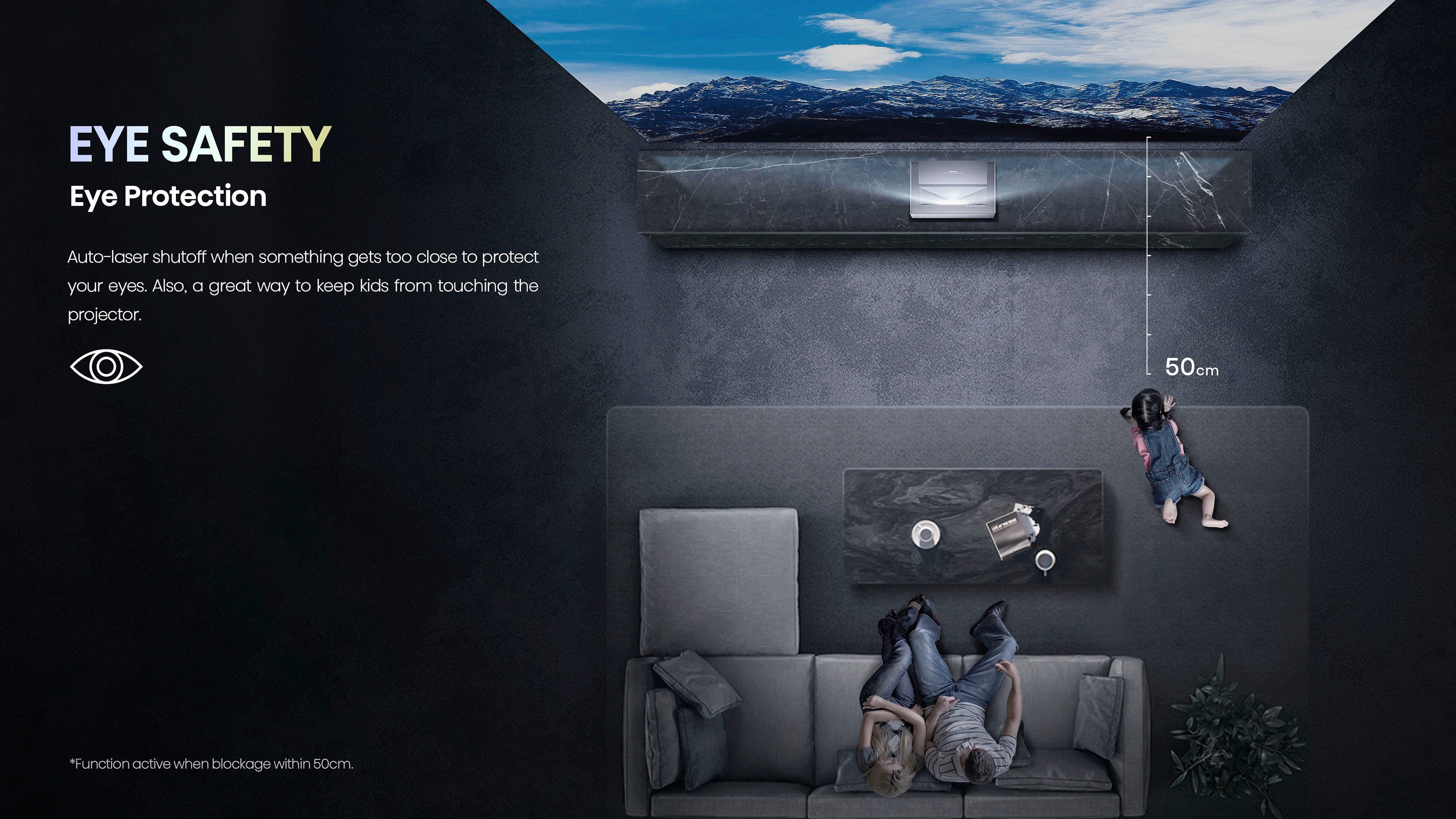 Hisense Laser-tv PX1-Pro 90-130 inch Trichroma laserprojector, 4K Ultra HD, 4k laser cinema, rgb lasertechnologie, android q - zonder scherm