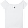 calvin klein shirttop monogram slim bardot top met calvin klein jeans logo-opschrift wit