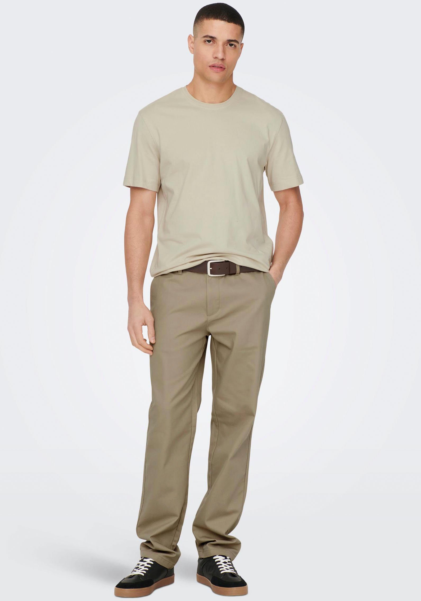 ONLY & SONS Shirt met ronde hals ONSMAX LIFE REG SS STITCH TEE