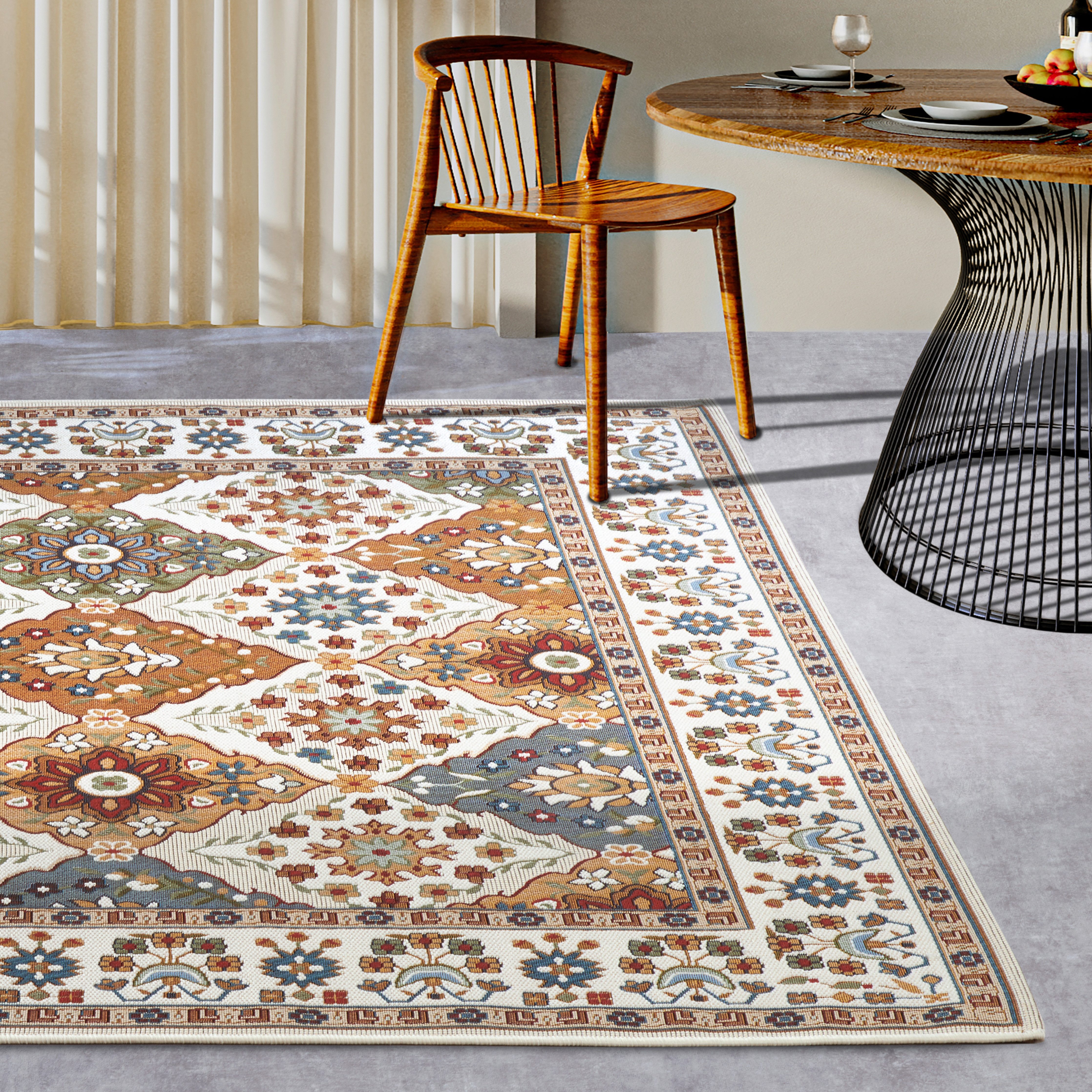 Villeroy & Boch Outdoorkleed Domenique Buiten, vlakweefsel, weerbestendig, balkon, tuin, klassiek, terras buitenkleden maat 120 cm x 180 cm x 3 mm