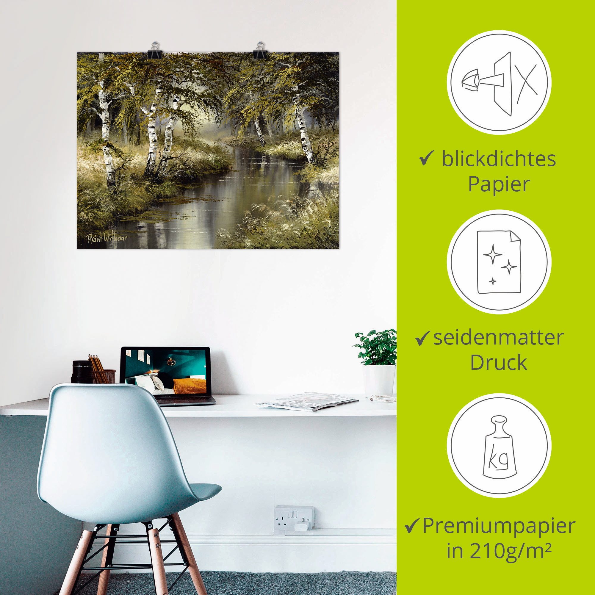 Artland Artprint Kanaal diep in het bos als artprint op linnen, poster, muursticker in verschillende maten