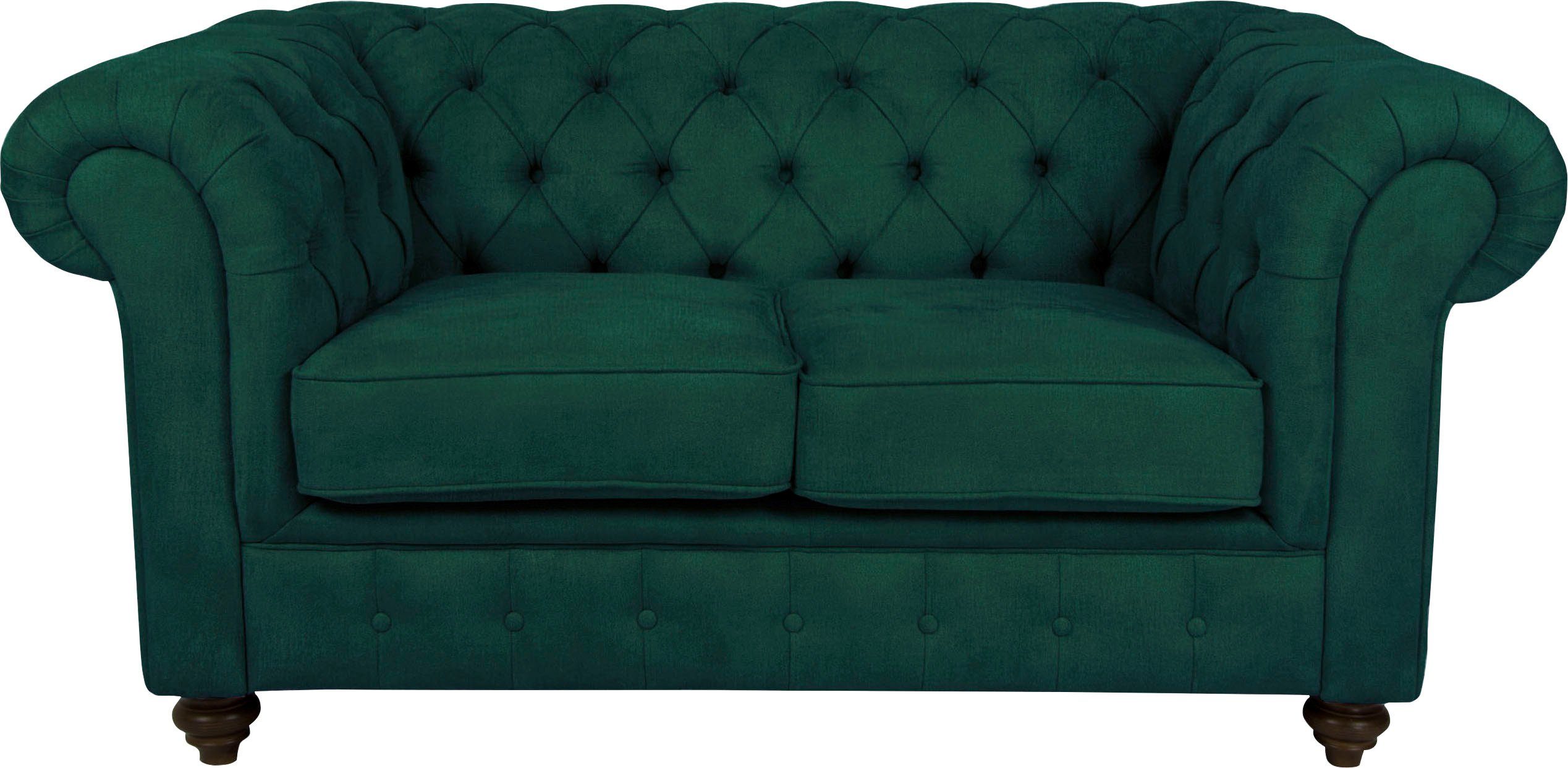 Home affaire Chesterfield-bank Duc 2-zits hoogwaardige capitonnage achter, fluwelige look met changerende look