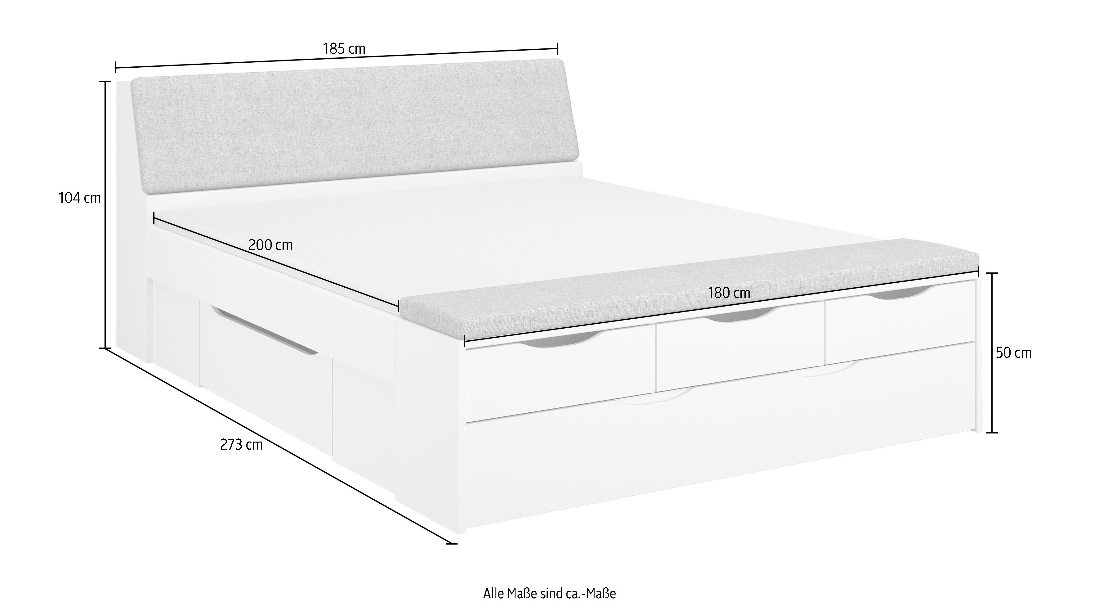 rauch Ledikant met bergruimte Scala-XL incl. bekleed hoofdbord met bergruimte, bedbank met bekleding en laden