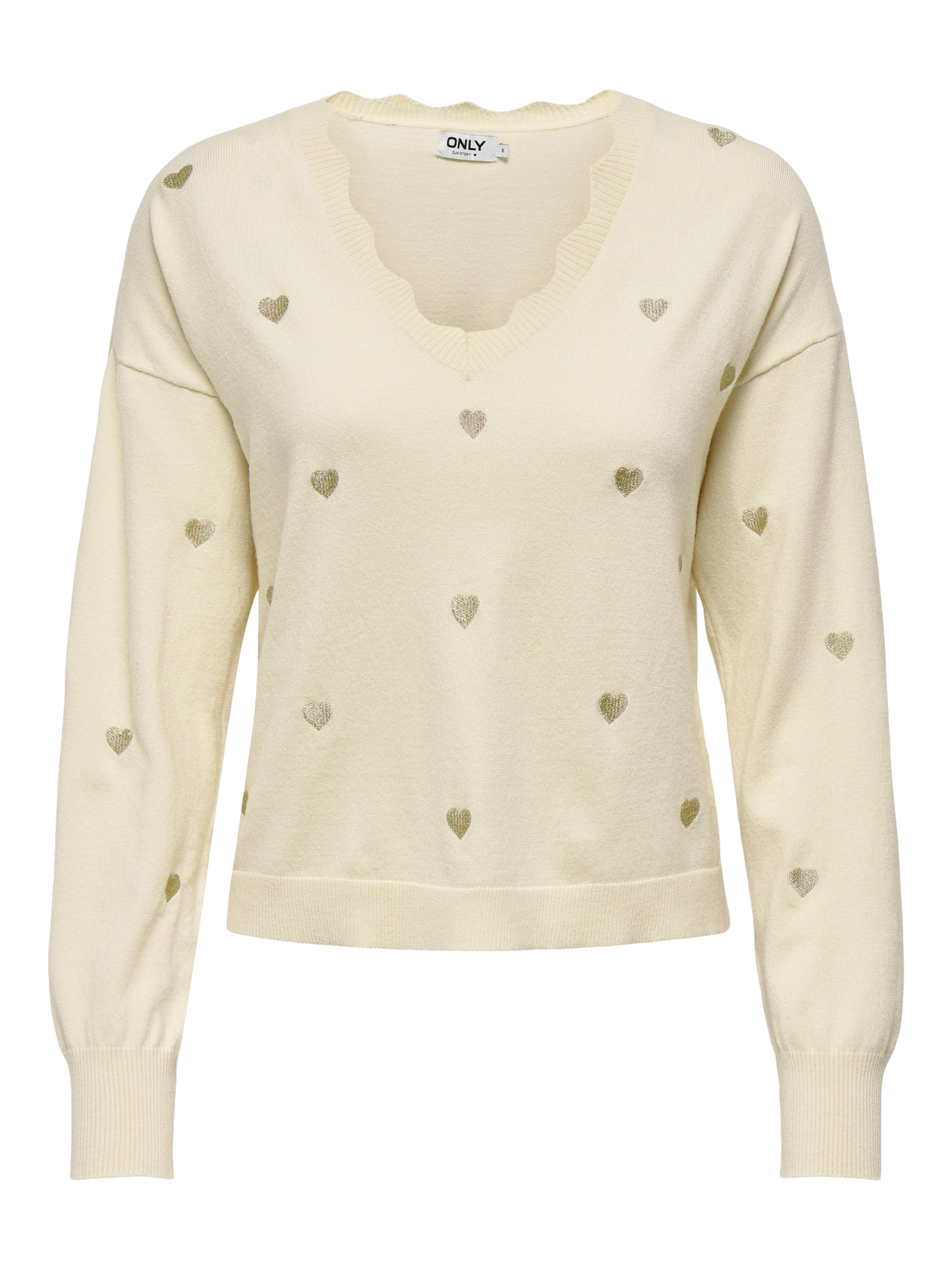 Only Gebreide trui ONLTIBA LS HEART V-NECK CS KNT