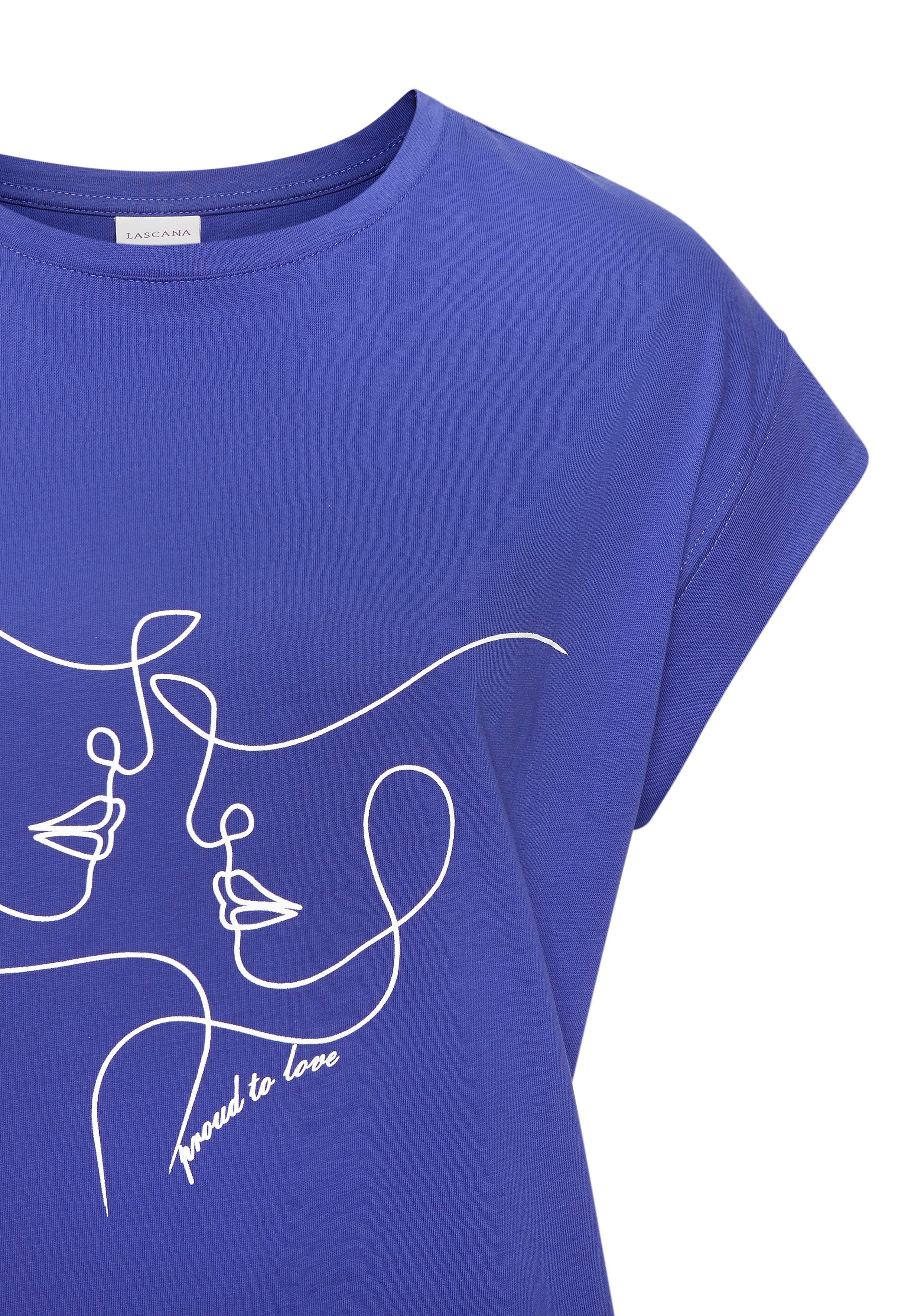 Lascana Shirt met korte mouwen met frontprint, t-shirt van katoen, printshirt, basic