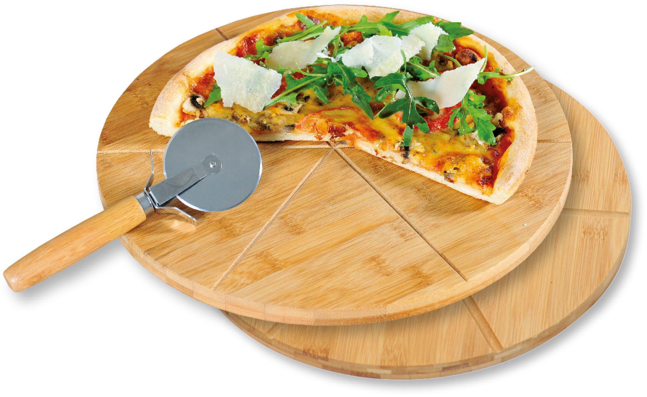 KESPER for kitchen & home Snijplank inclusief pizzames, van fsc-gecertificeerd bamboe (set, 3 stuks) snijplanken beige