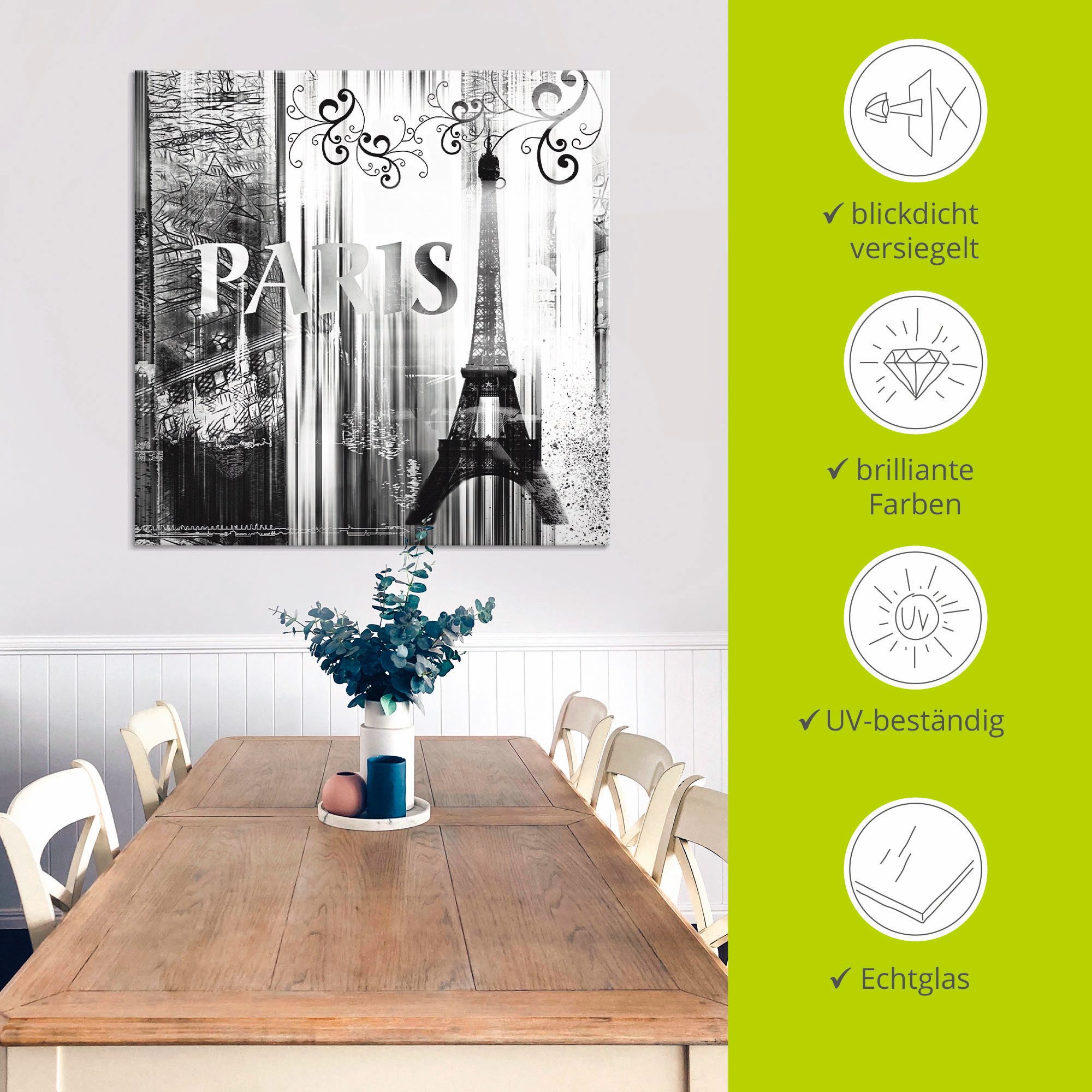 Artland Print op glas Parijs Wereldstad - abstracte collage 04