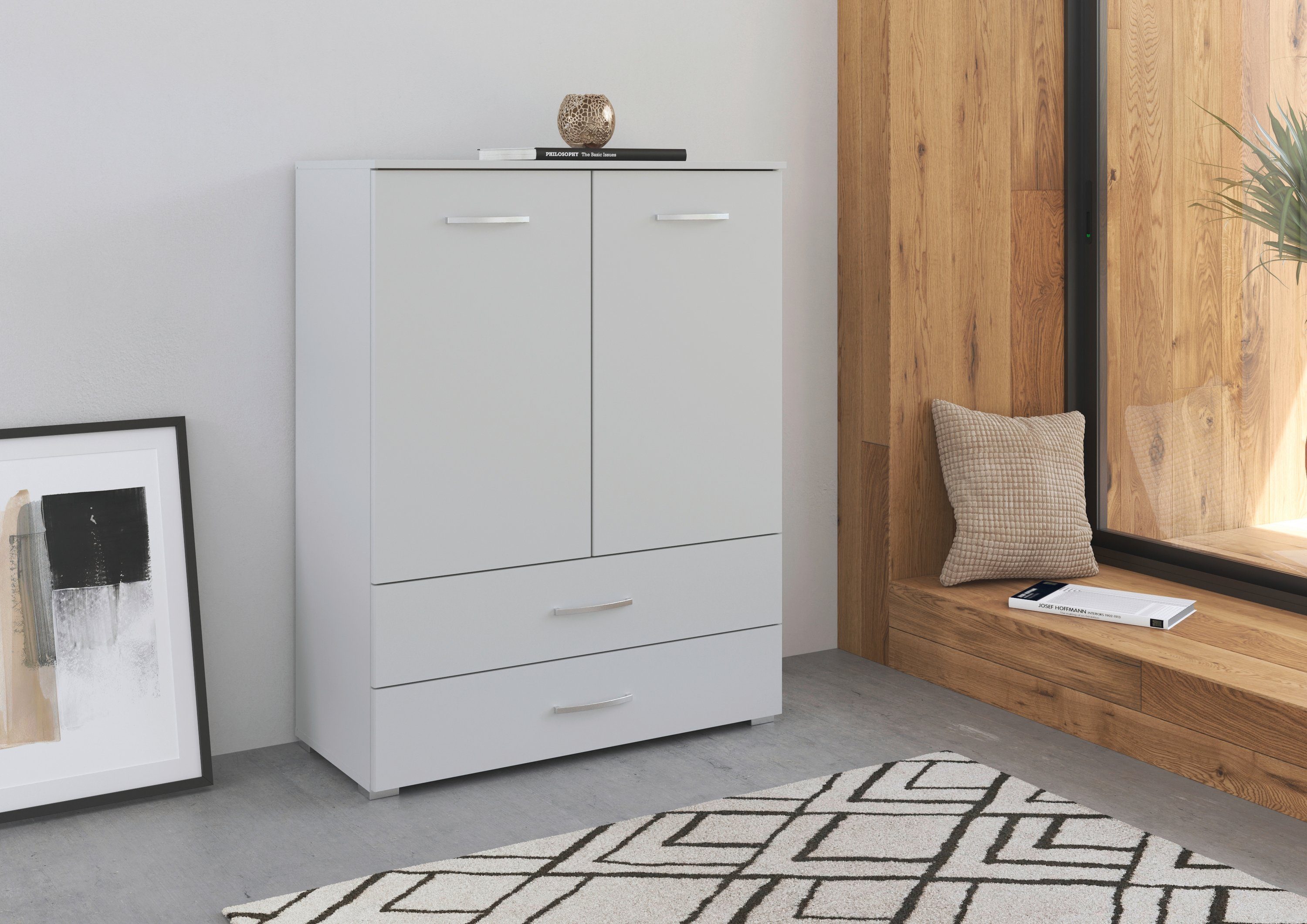 rauch Hoge kast Pure by Aditio in minimalistisch design, 2 laden met soft-closefunctie