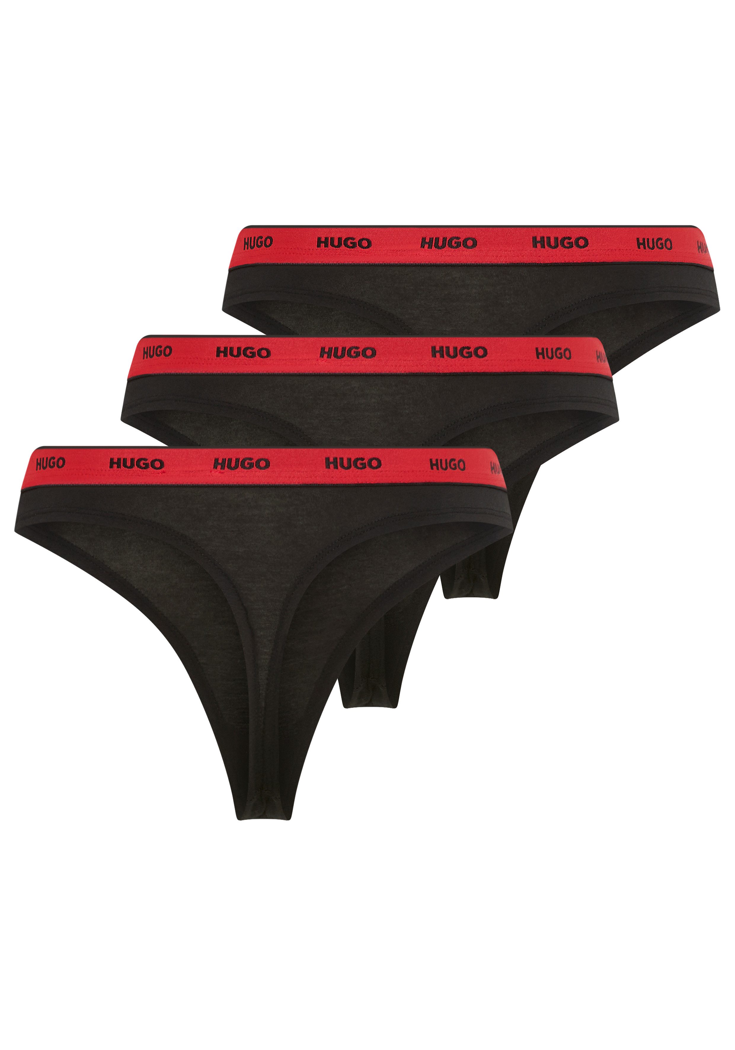 HUGO underwear String TRIPLET THONG STRIPE met hugo logo-elastisch tailleband (3 stuks)