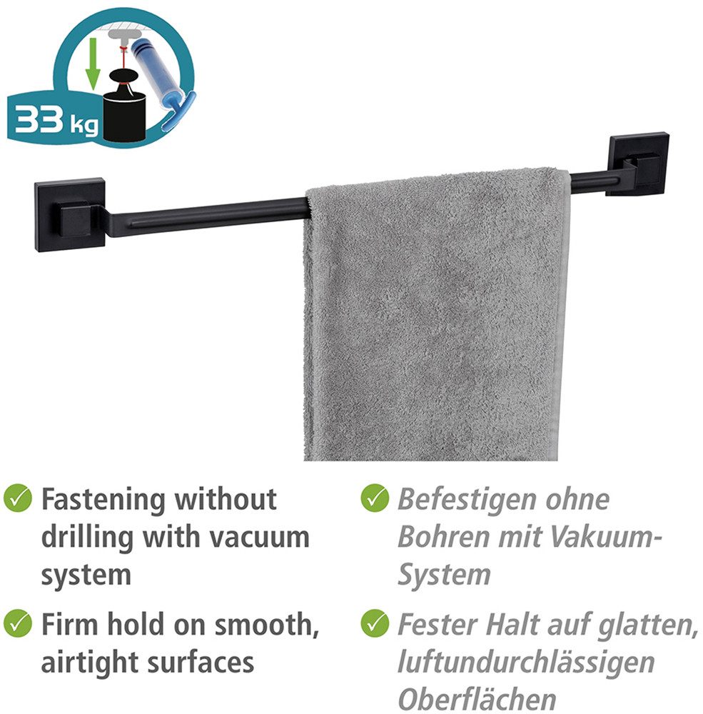 WENKO Handdoekstang Vacuum-Loc® model Quadro van edelstaal, bevestigen zonder boren