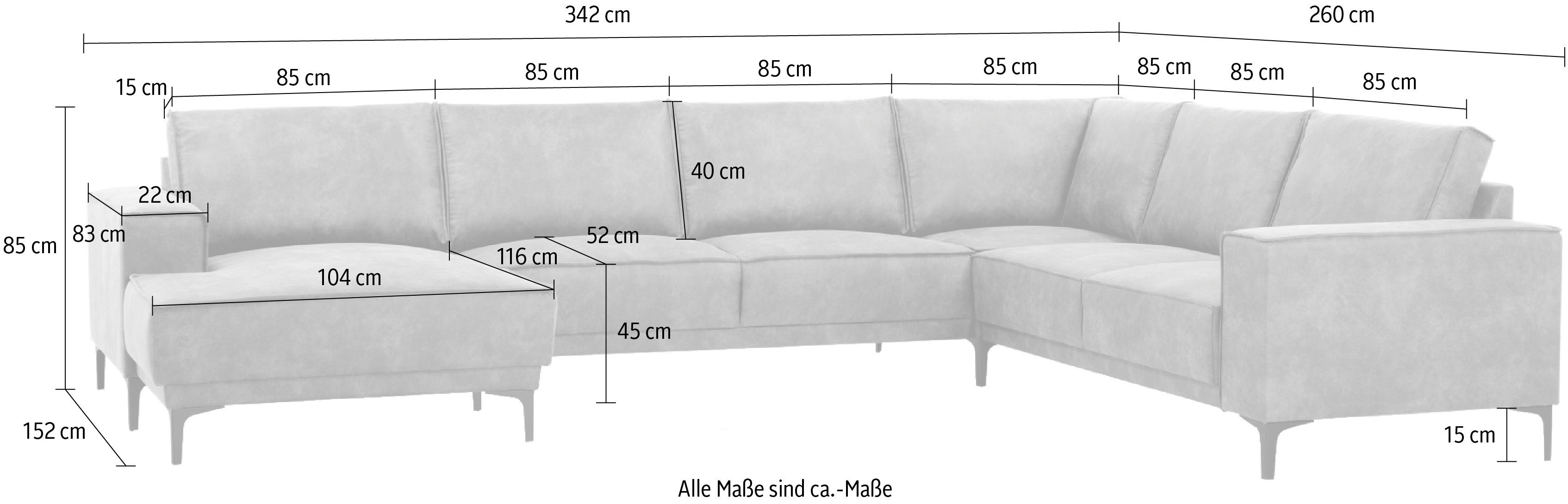 Places of Style Zithoek XXL bank Oland, structuur, platweefsel, luxe microvezel, bouclé