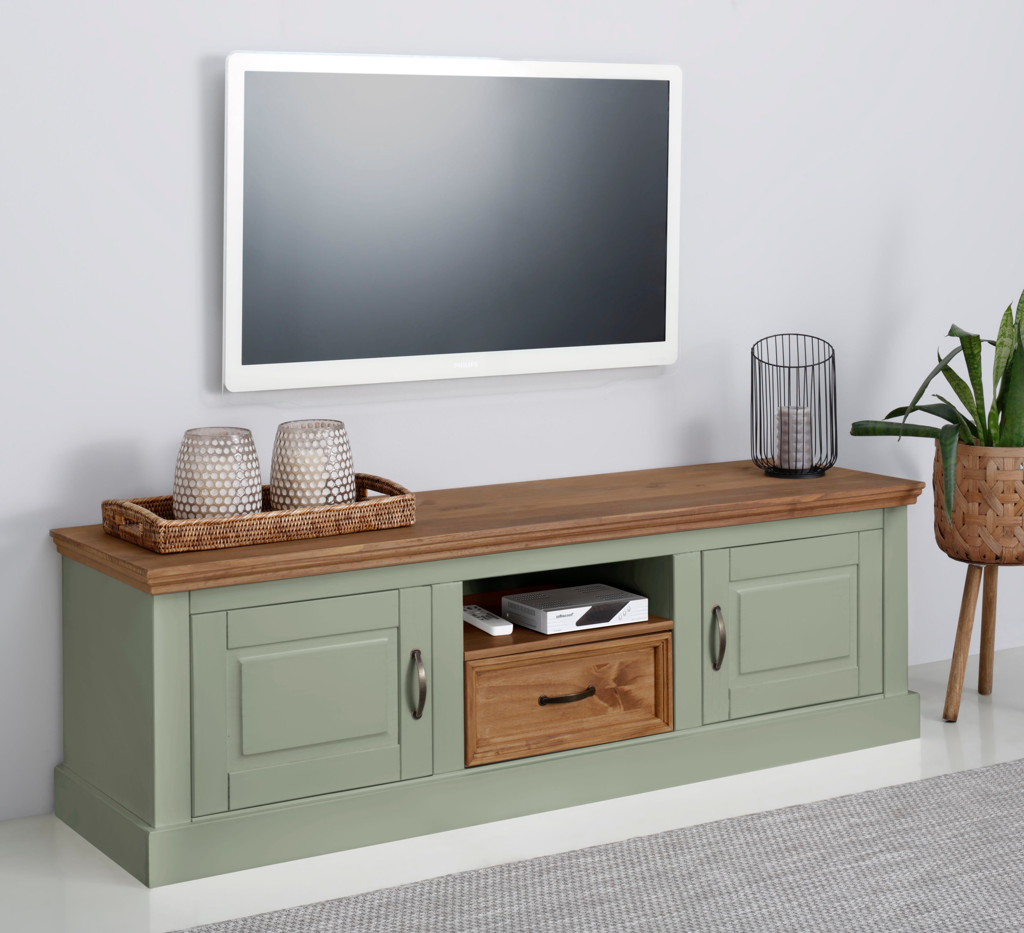 Home affaire Tv-meubel Selma TV-kast, breedte 160 cm, 1 lade, 2 deuren lowboards groen