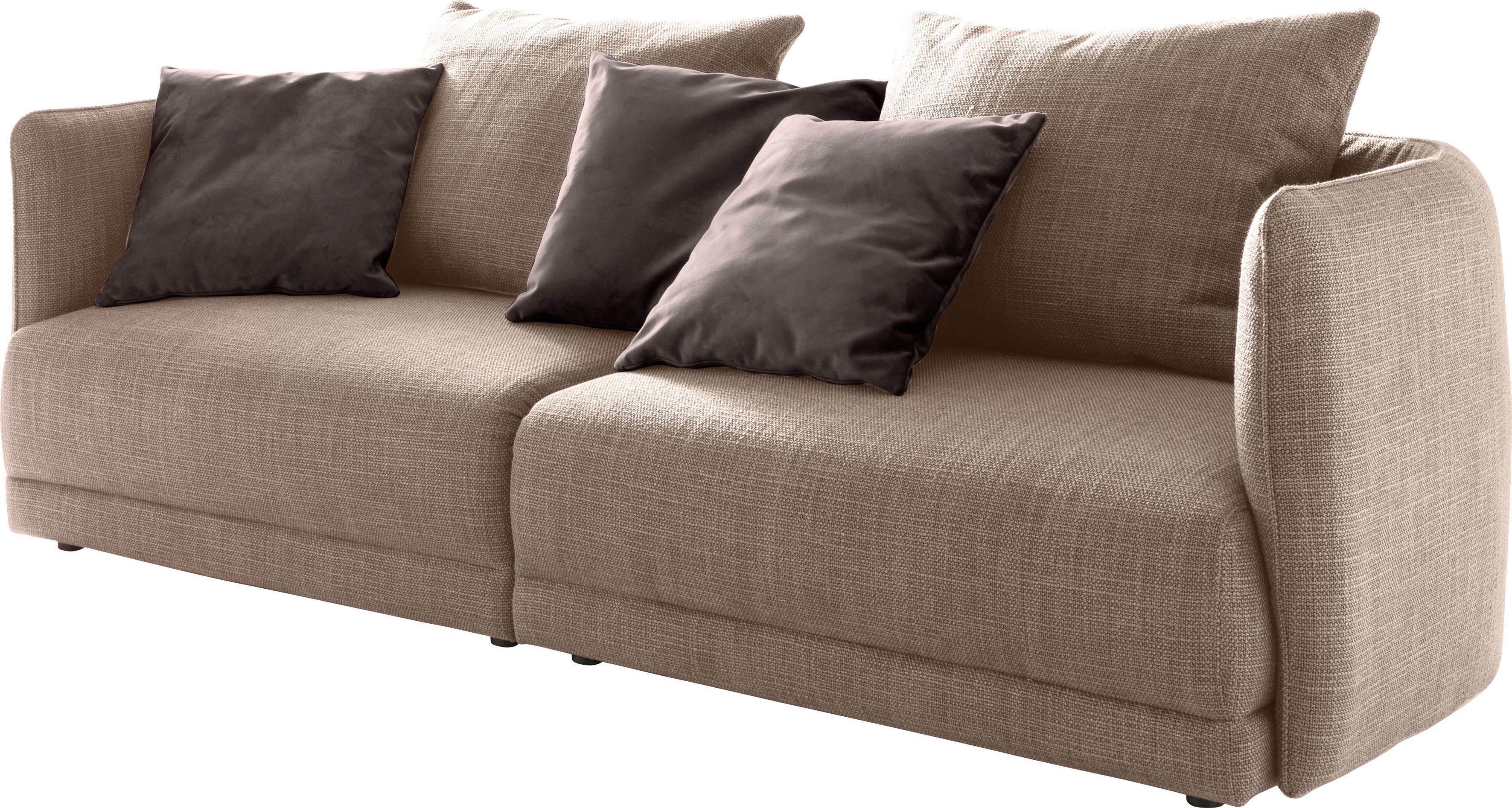 designwerk Megabank New York, anmutendes Designsofa Breedte 253 cm, met dunne arm- en rugleuning