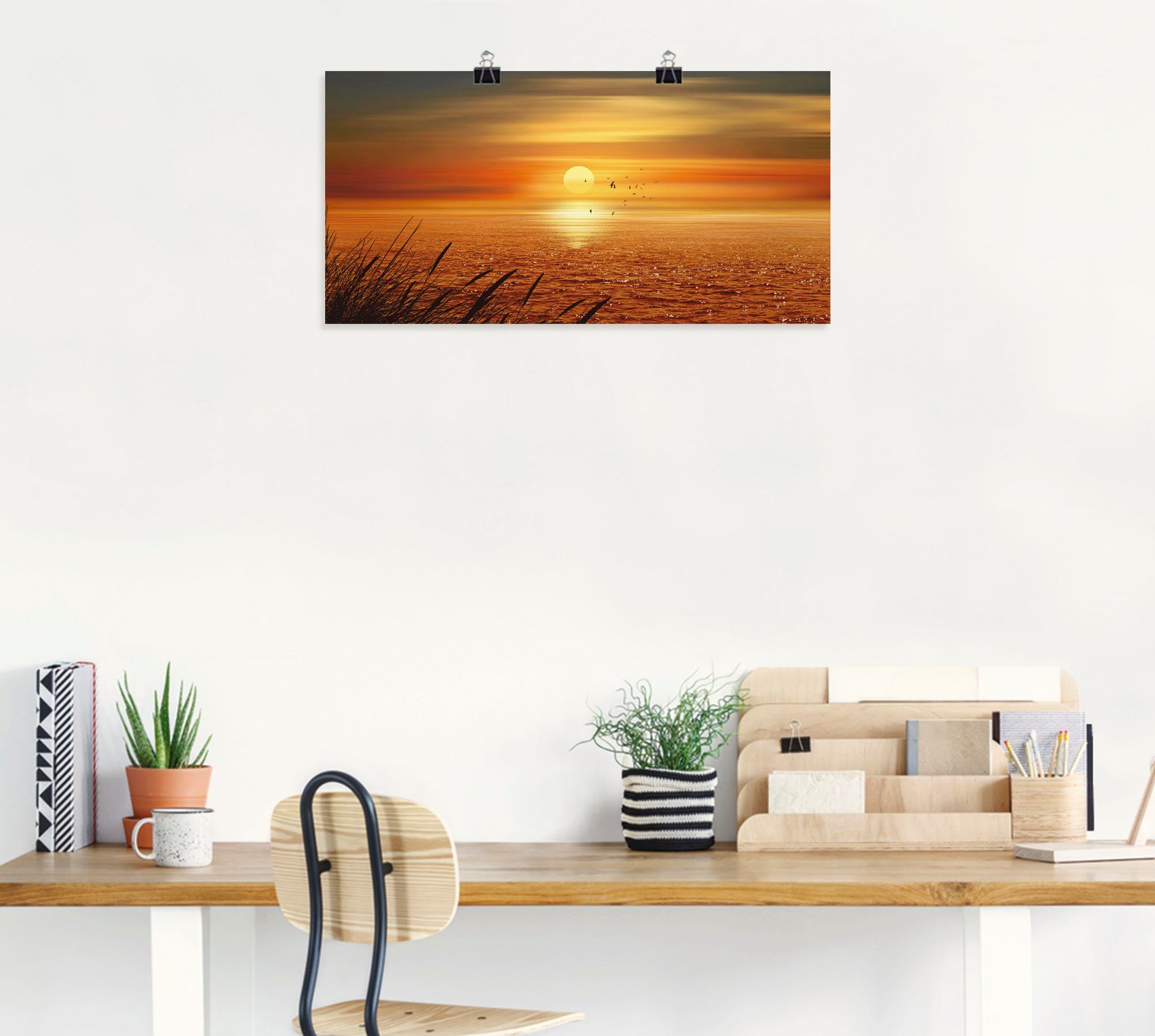 Artland Artprint Zonsondergang boven de zee als artprint op linnen, poster, muursticker in verschillende maten