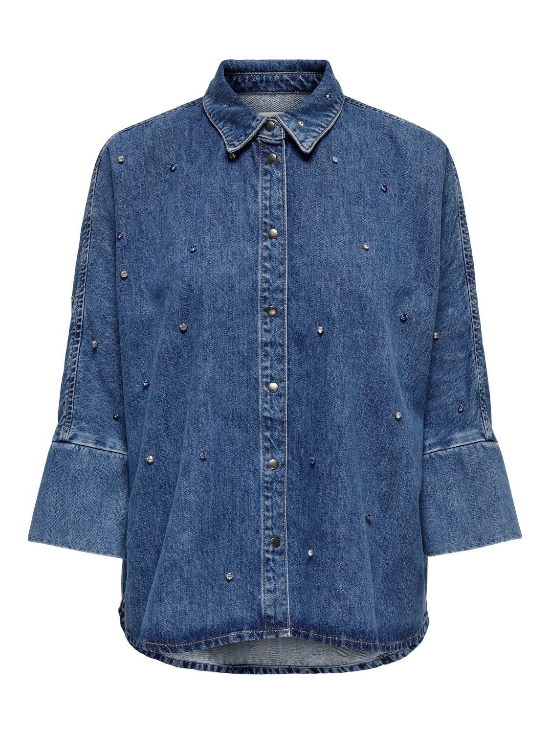 Only Jeans blouse ONLGRACE 3 4 RHINESTONE MB DNM SHIRTNOOS