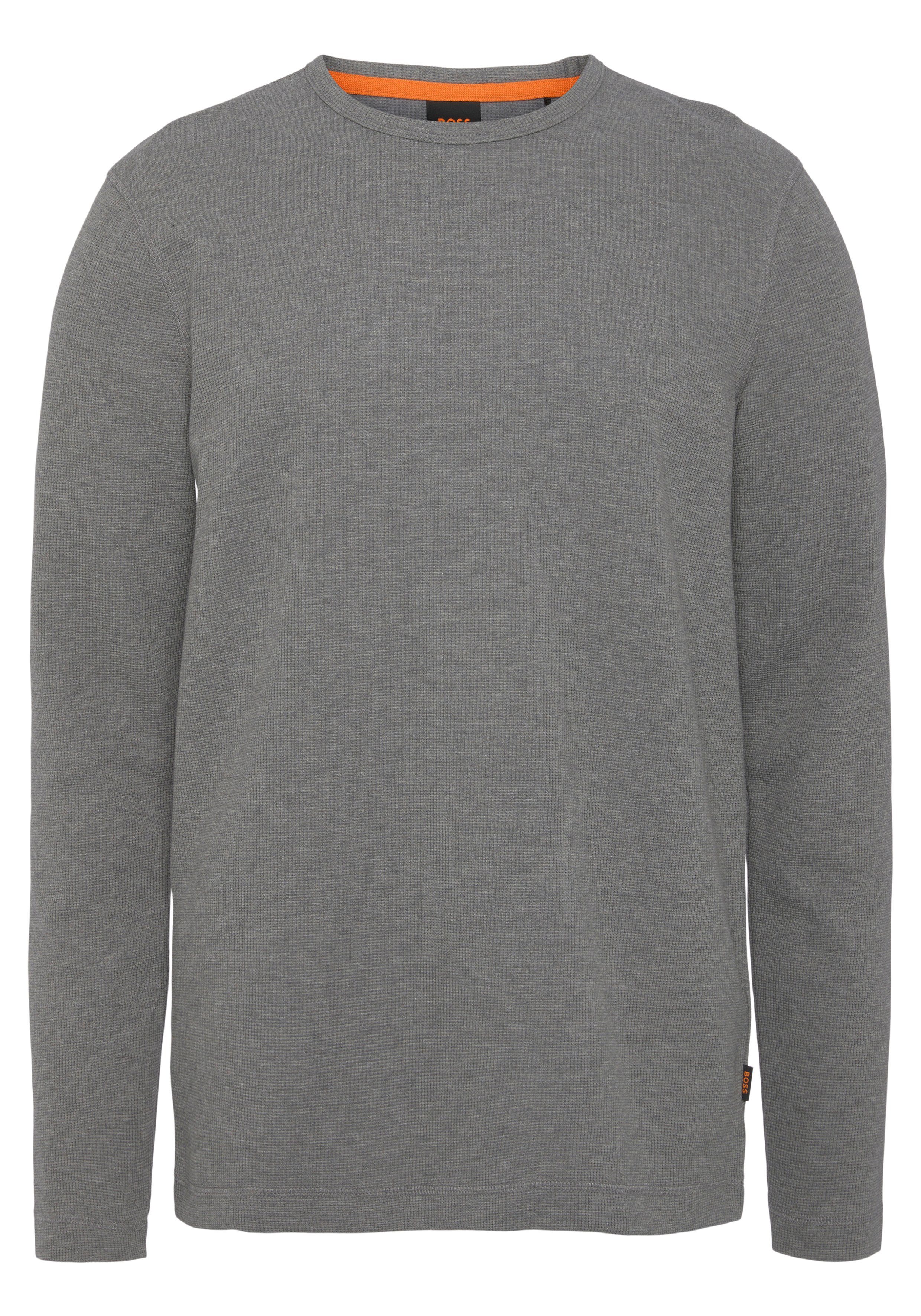 Boss Orange Shirt met lange mouwen met contrastband in de kraag heren longsleeves maat XXXL grijs