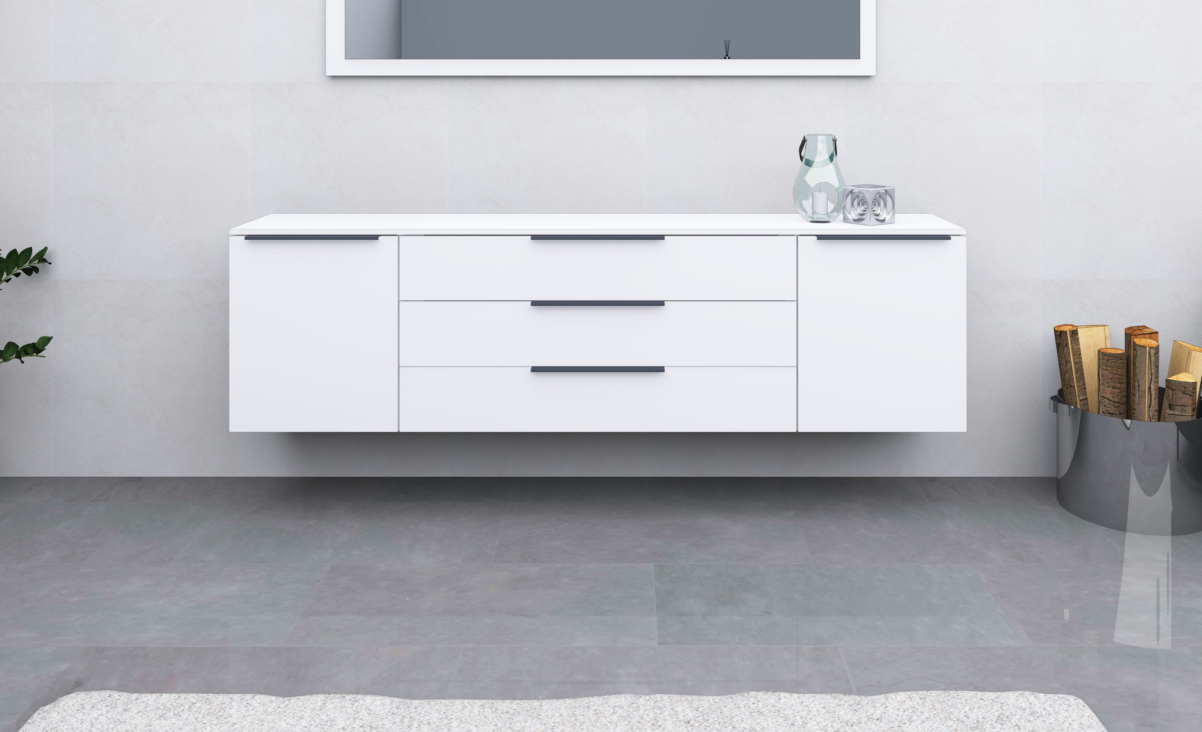 borchardt Möbel Kast Tom Aluminium grepen in grafietgrijs mat, in hoogte verstelbare legplanken