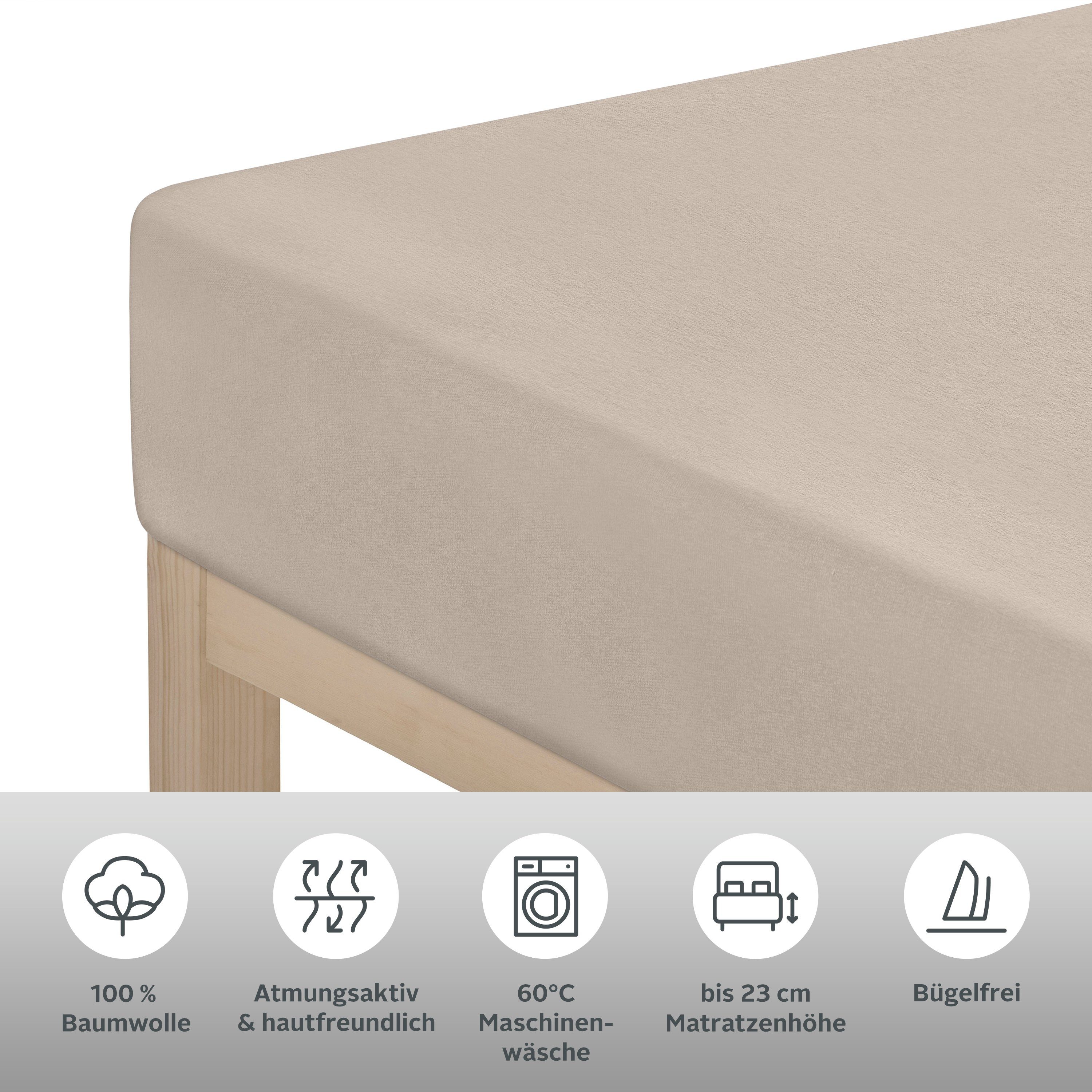 andas Hoeslaken Greta in mt. 90x200, 140x200 of 180x200 cm van katoen, voor matrassen tot 23 cm hoogte, laken, hoeslaken (1 stuk)