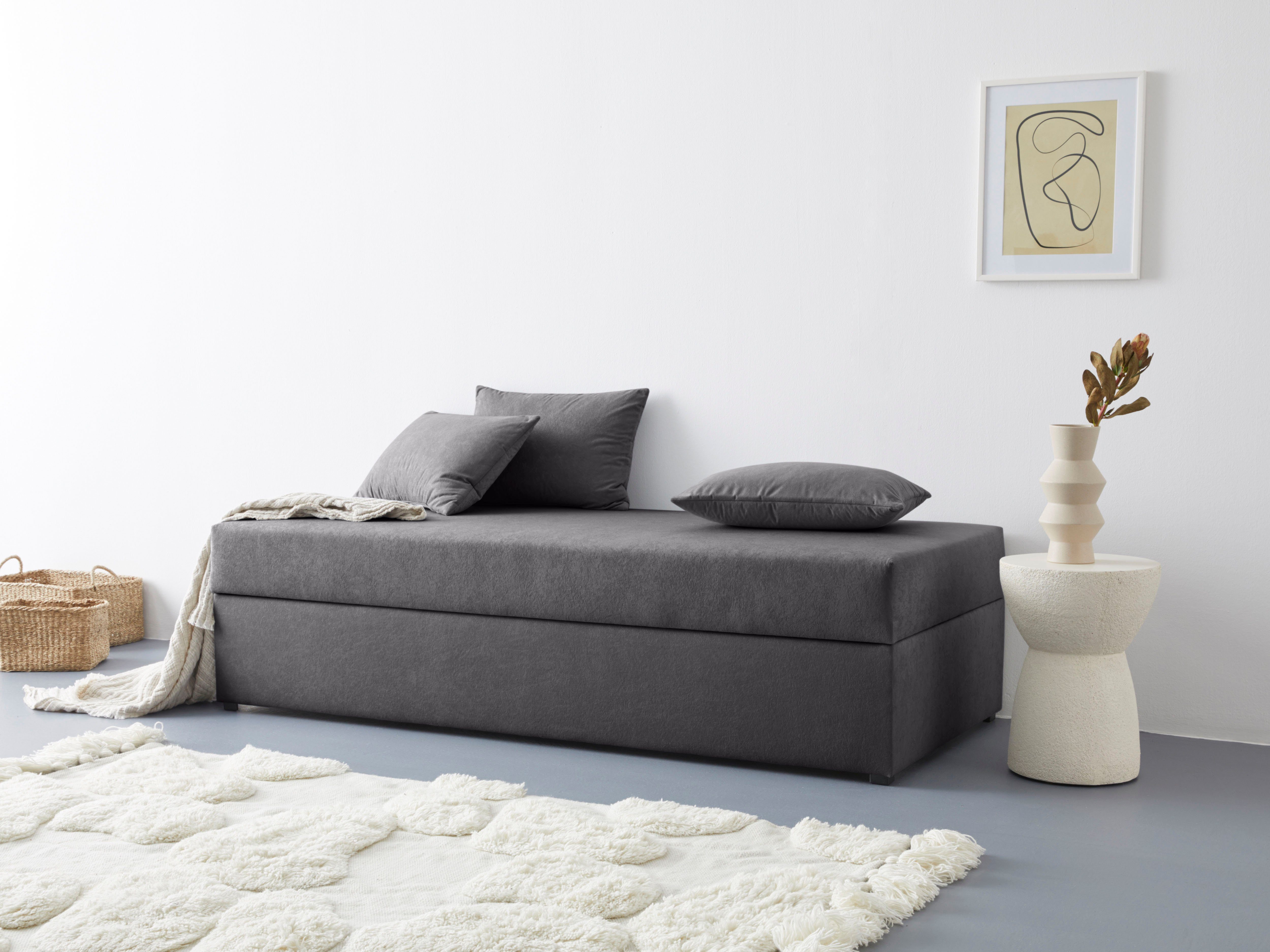 Maintal Bed Diana grijs, slaapbanken, Breedte ligoppervlak: 93 cm, Lengte ligoppervlak: 203 cm