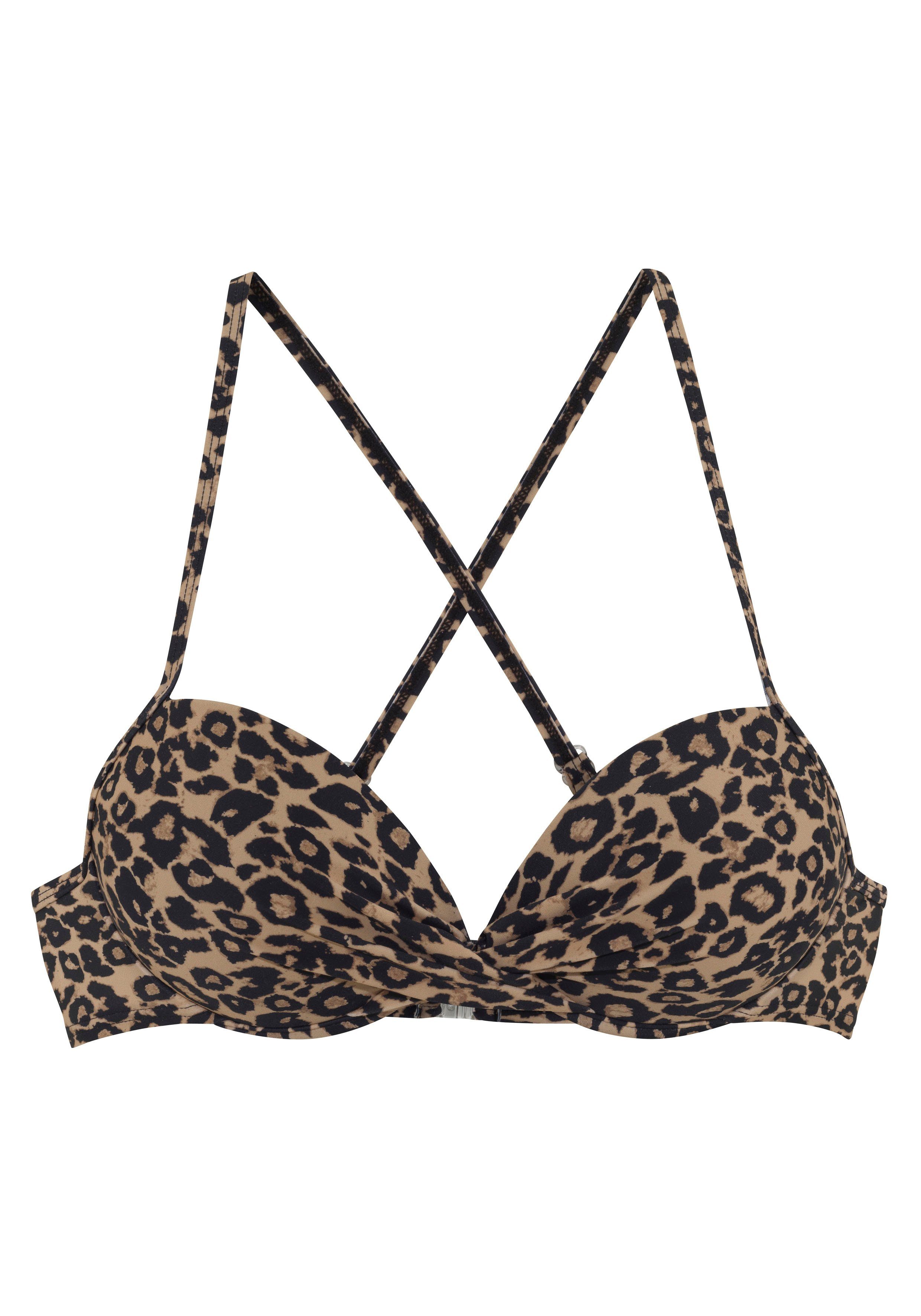 Vivance Push-upbikinitop Thora in modieuze leoprint