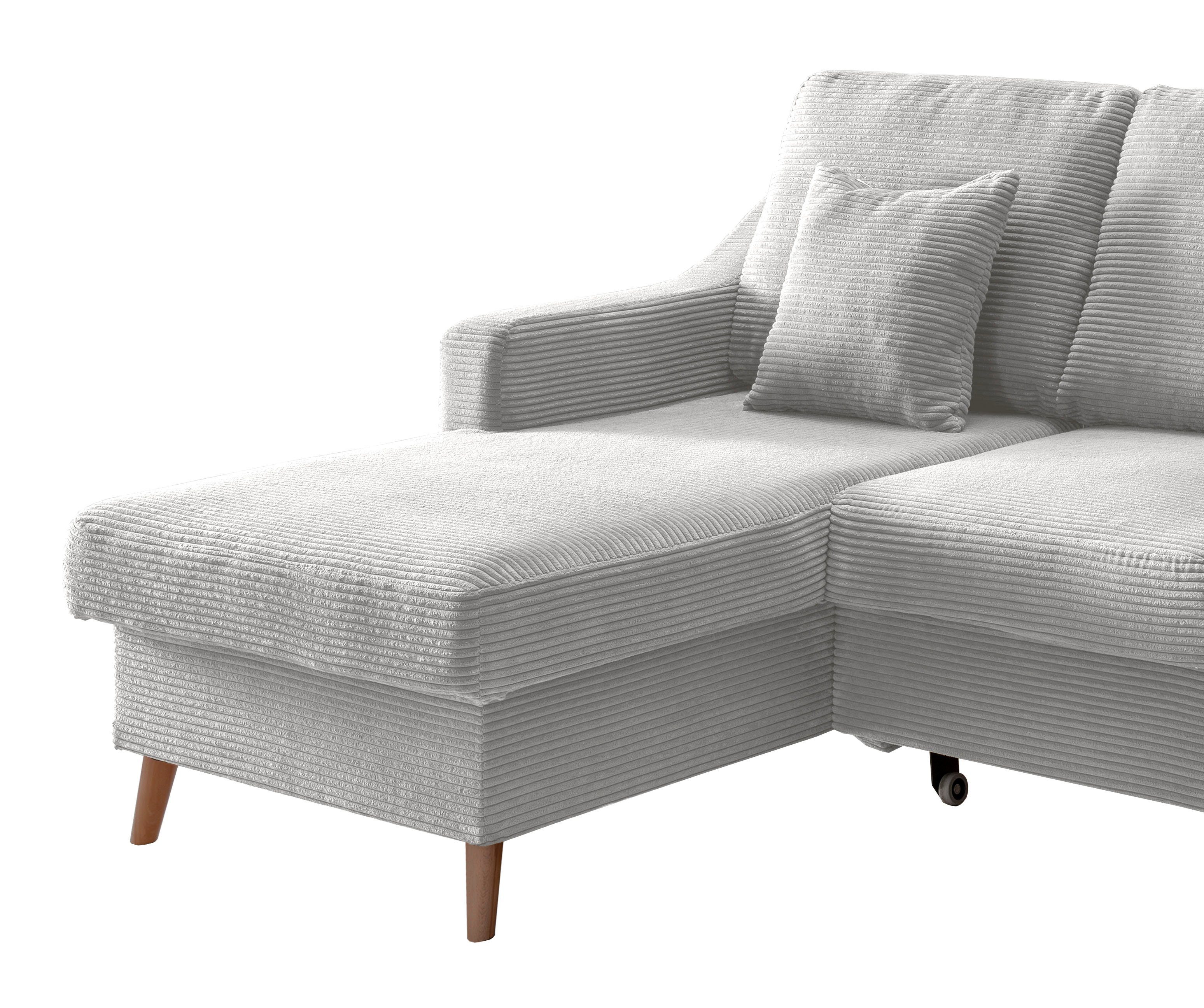 INOSIGN Hoekbank Valentina L-vorm 2 sierkussens, met zijvak, uittrekbare matrasbodem, bedbox