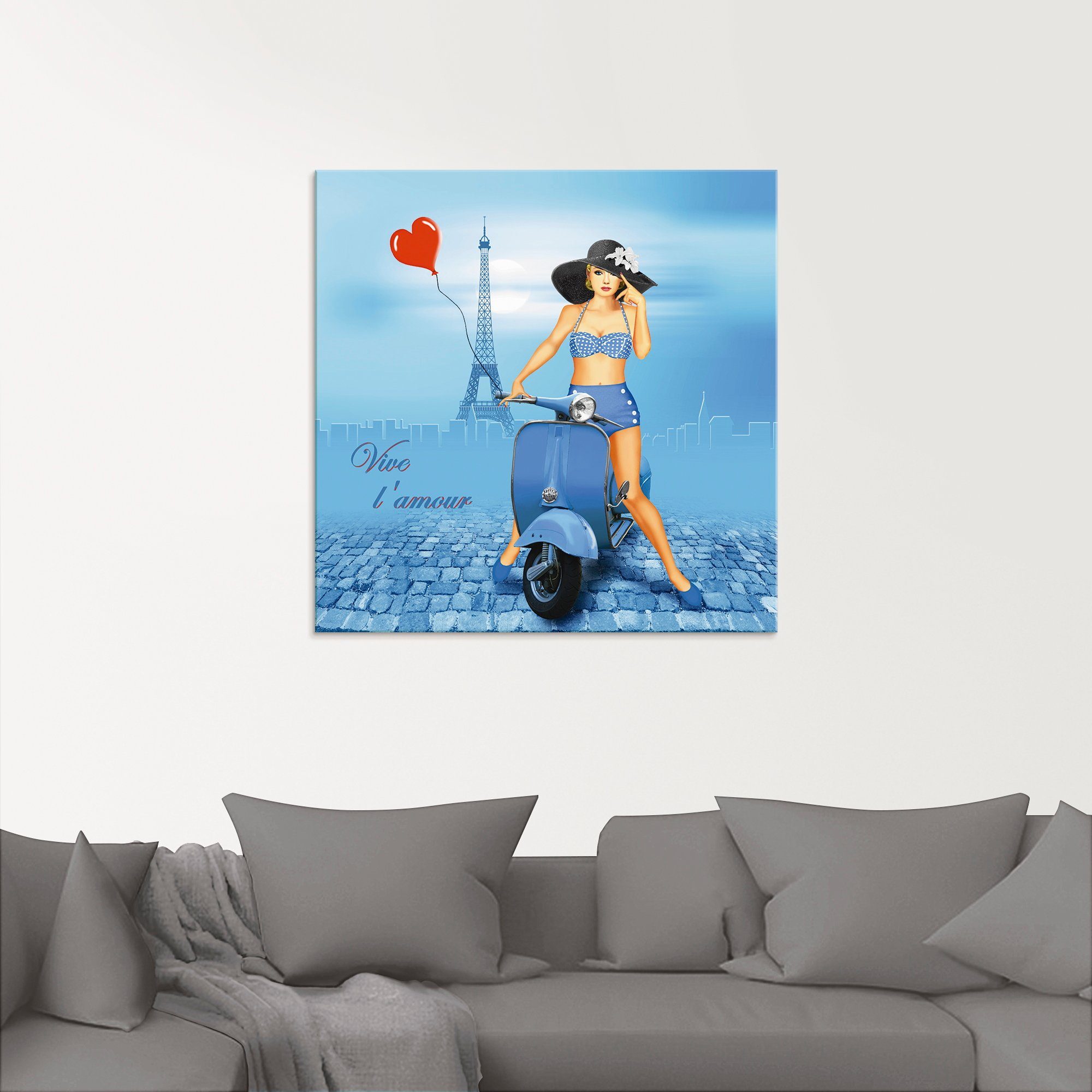 Artland Print op glas Lang leve de liefde in verschillende maten