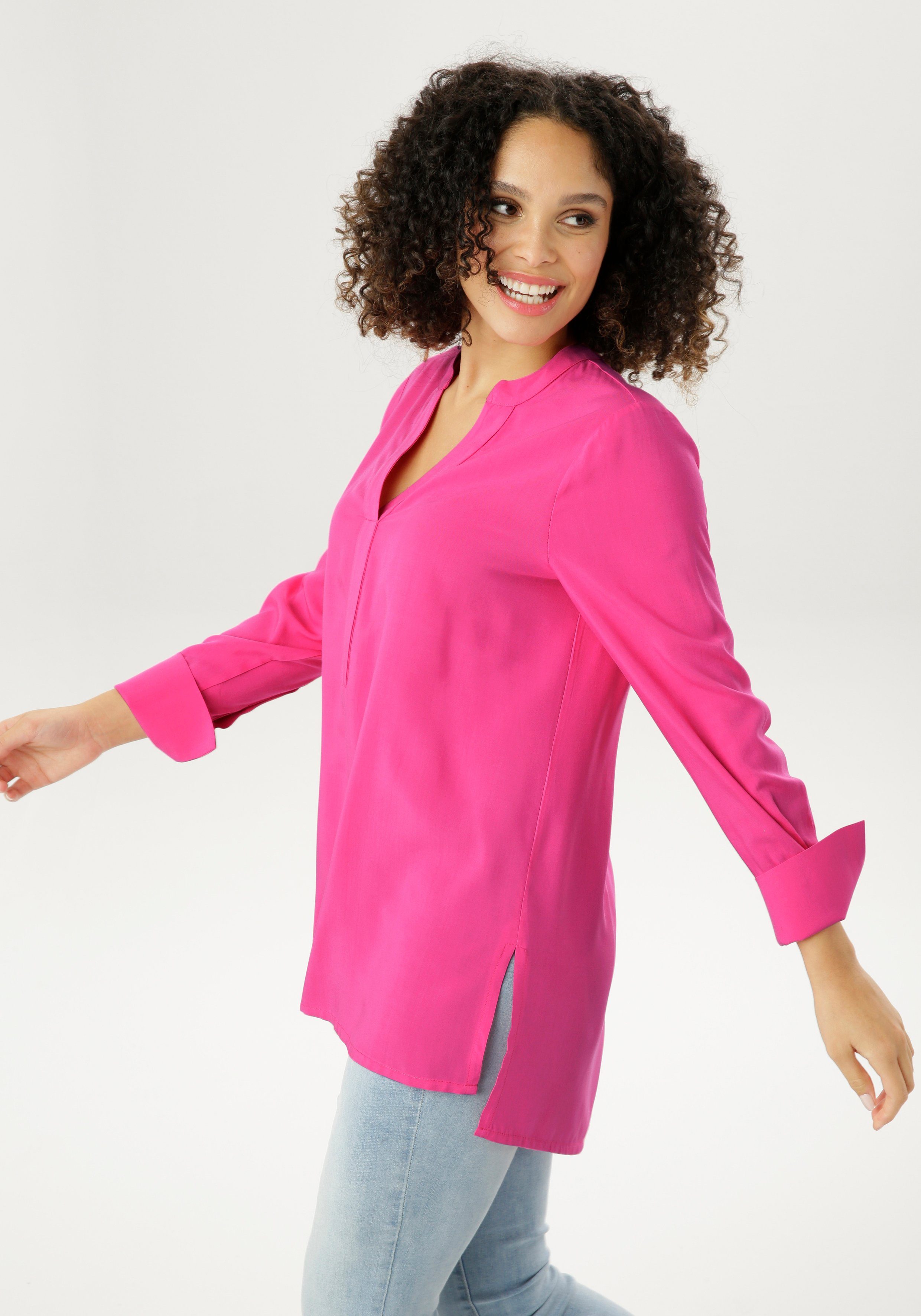 Aniston SELECTED Lange blouse met extra-lange manchetten dames lange blouses maat 38 roze