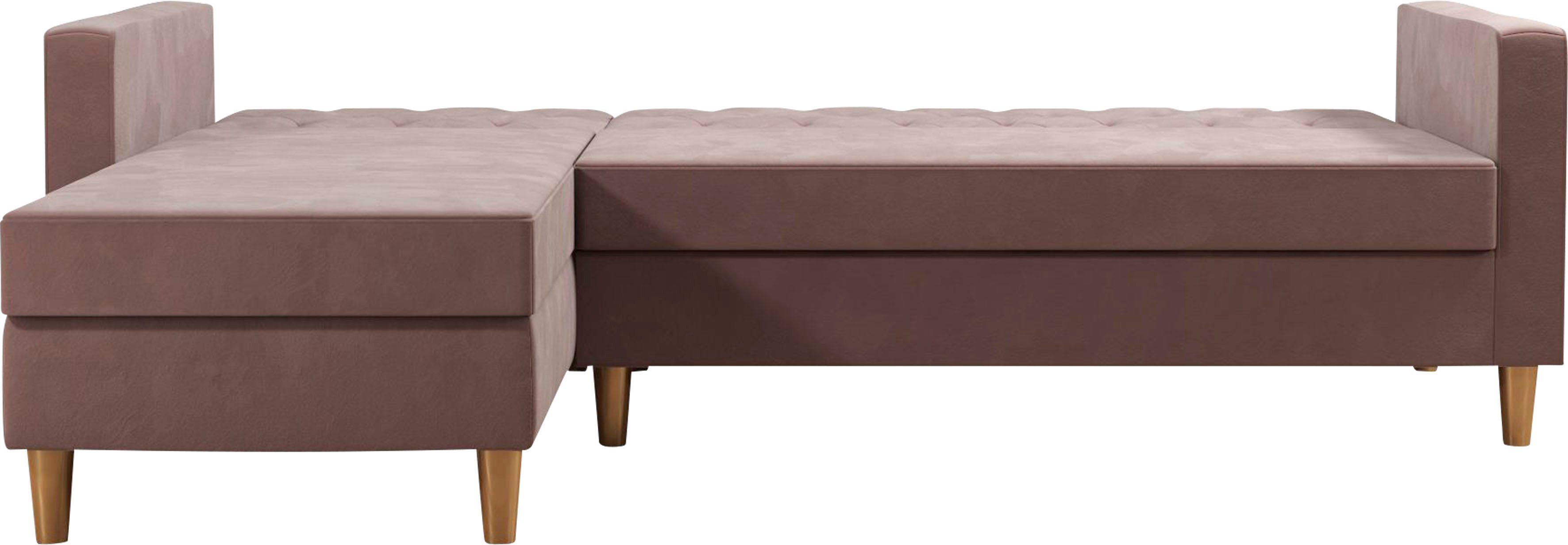 CosmoLiving by Cosmopolitan Hoekbank Liberty, L-vorm met slaapfunctie, récamier aan beide kanten te monteren, zithoogte 43 cm