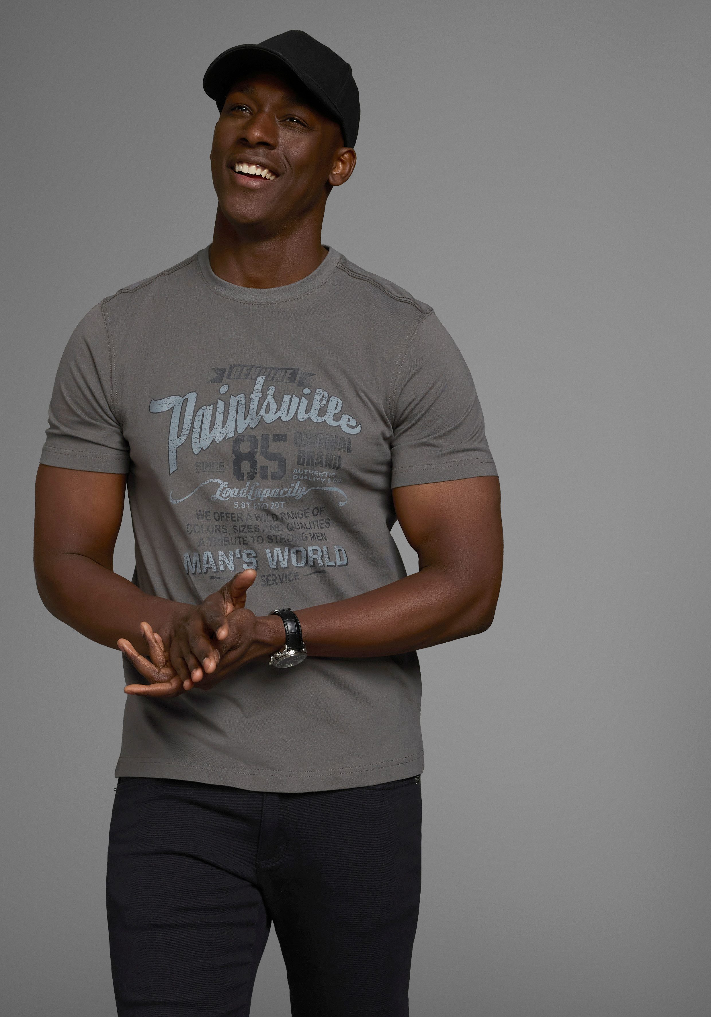 Man's World T-shirt Korte mouwen, met stijlvolle print, ronde hals, van katoen