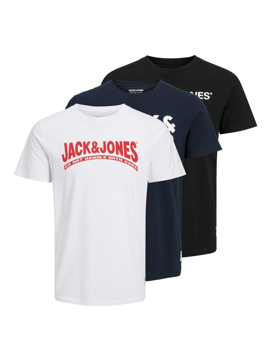 Jack & Jones Shirt met korte mouwen JOR30HISTORY TEE SS CREW NECK 3PK MP (set, 3-delig) heren t-shirts maat M blauw